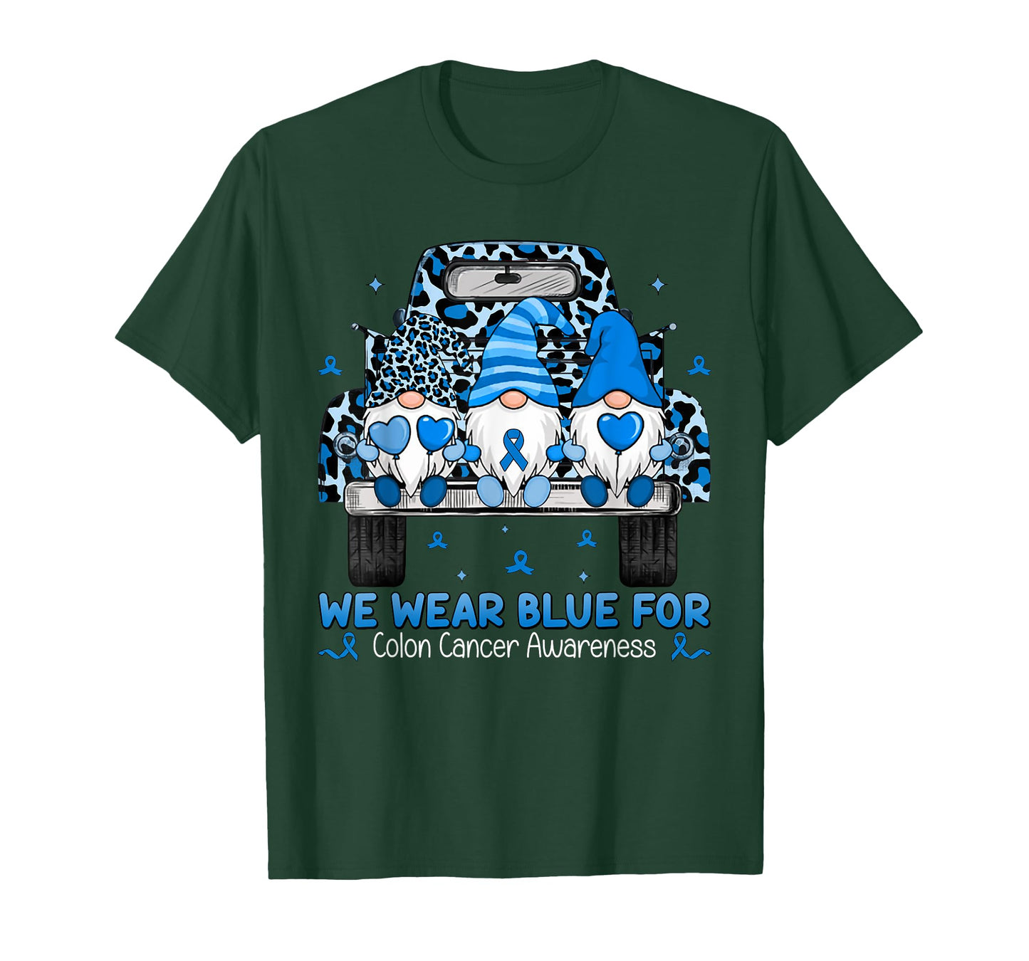 Gnome and Truck We Wear Blue For Colon Cancer Awareness T-Shirt