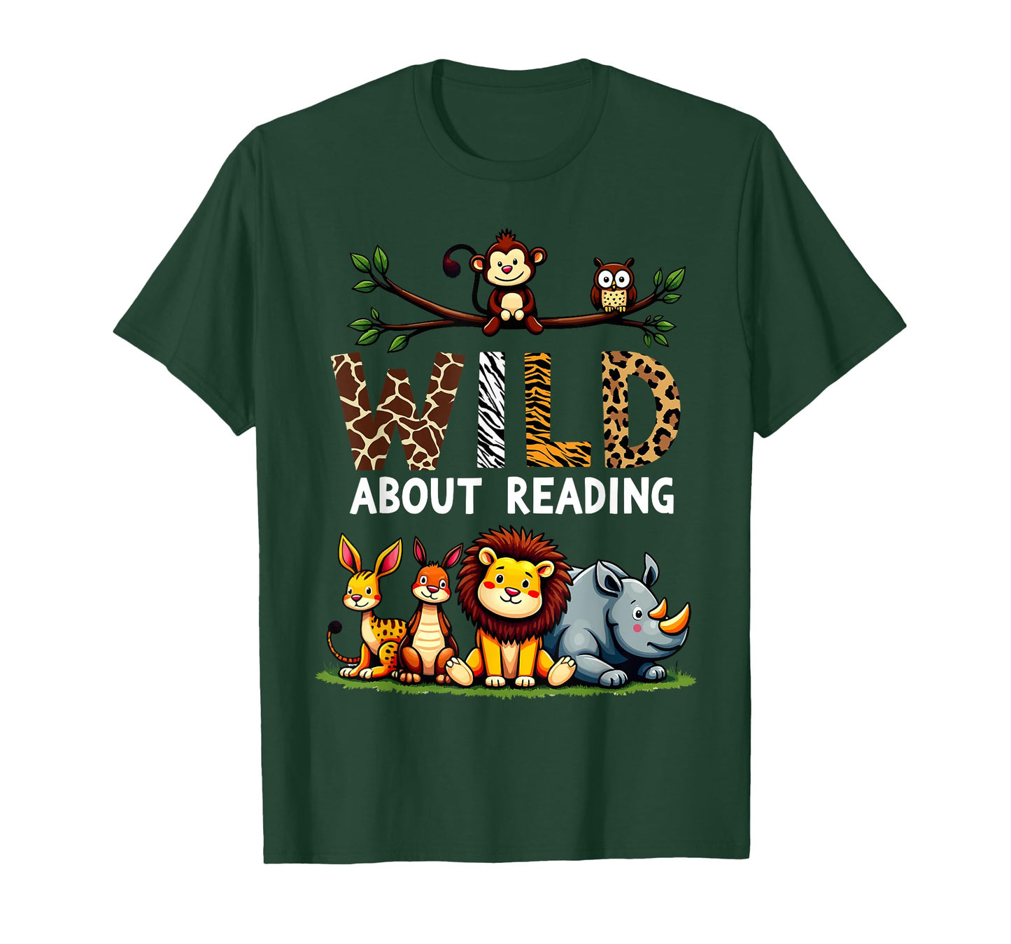 Wild About Reading Safari Animals Book Lover Librarian T-Shirt
