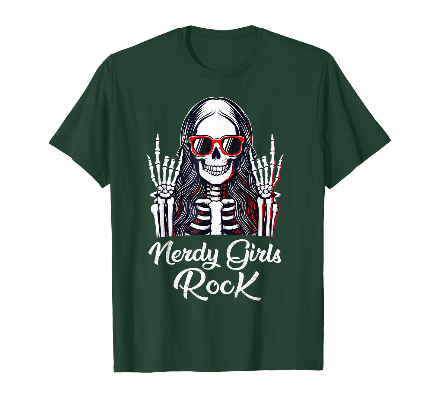 Nerdy Girls Rock Geek Rocker Girls Rock Cool Skeleton Kids T-Shirt