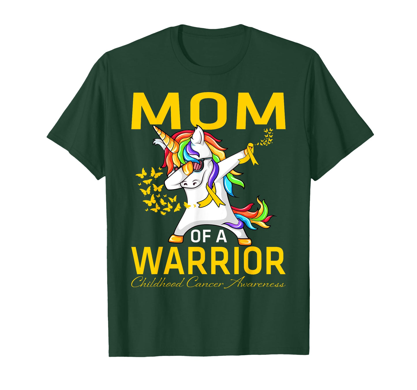Mom Of A Warrior Childhood Cancer Awareness Unicorn T-Shirt