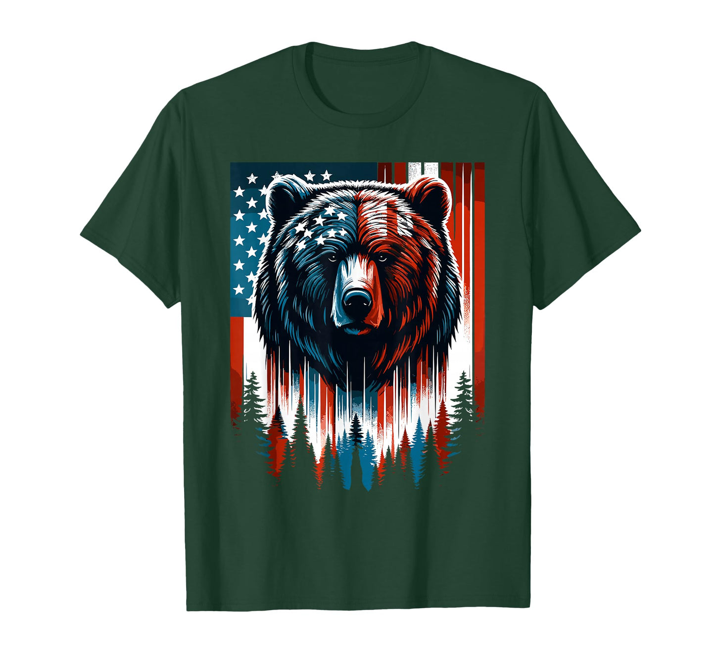 Bear American Flag Shirt Wildlife 4th of July Patriotic T-Shirt