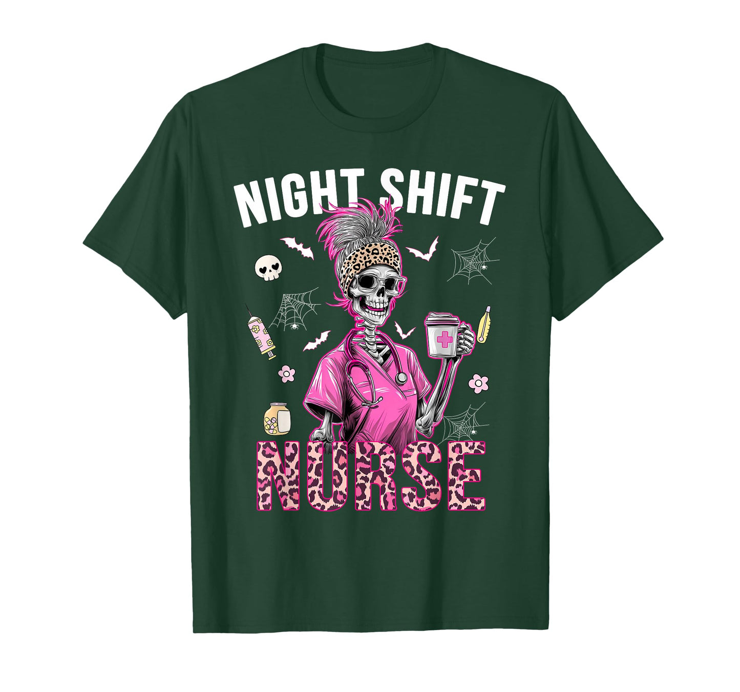 Nurse RN ICU Night Shift Skeleton T-Shirt