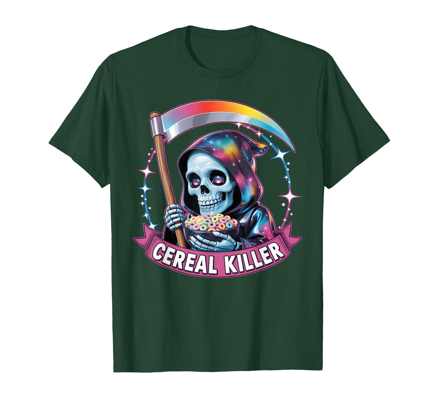 Cereal Killer Spooky Pastel Vaporwave Grim Reaper Halloween T-Shirt