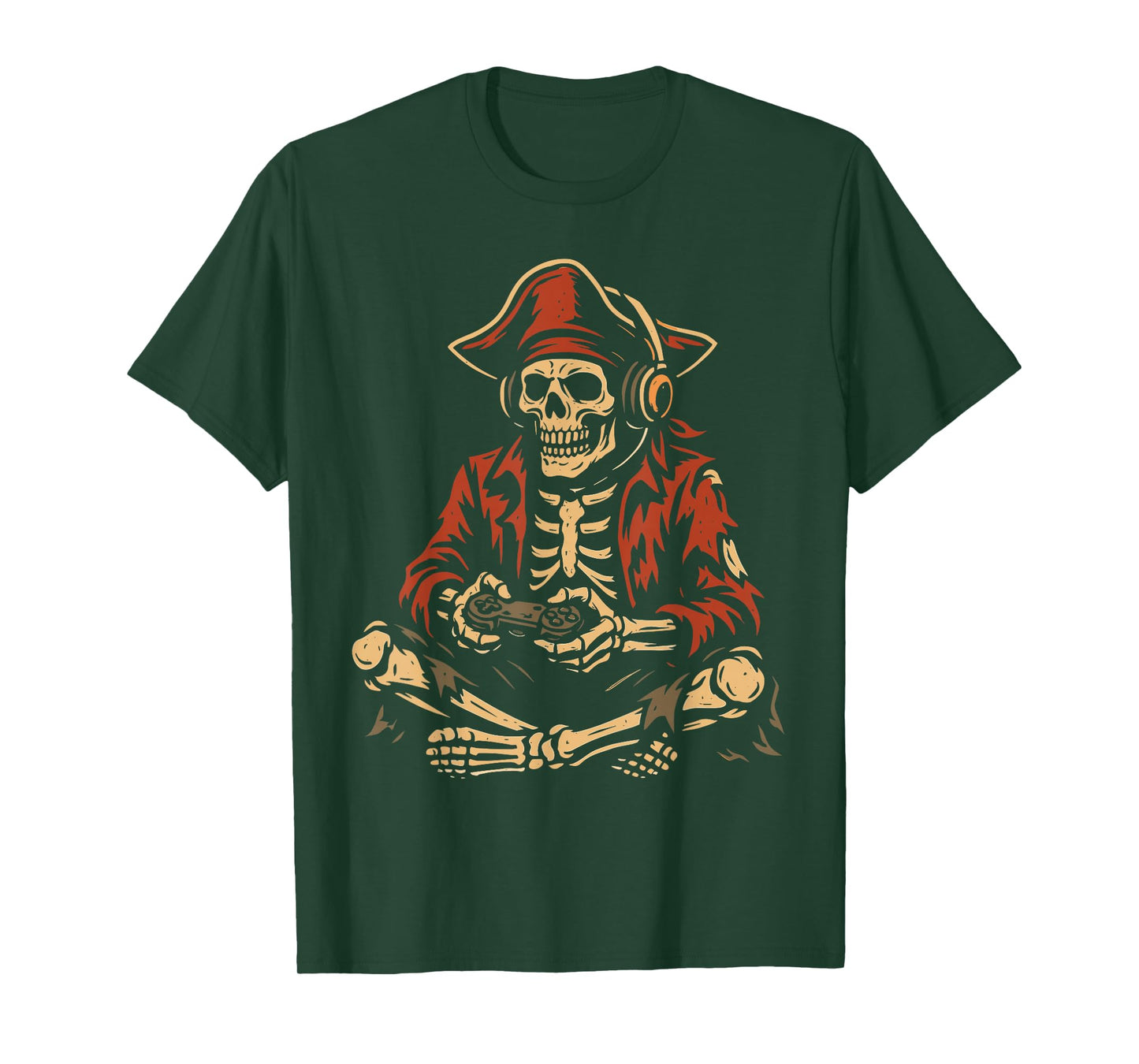 Halloween Pirate Skeleton Gamer Video Gaming Boys Men Kids T-Shirt