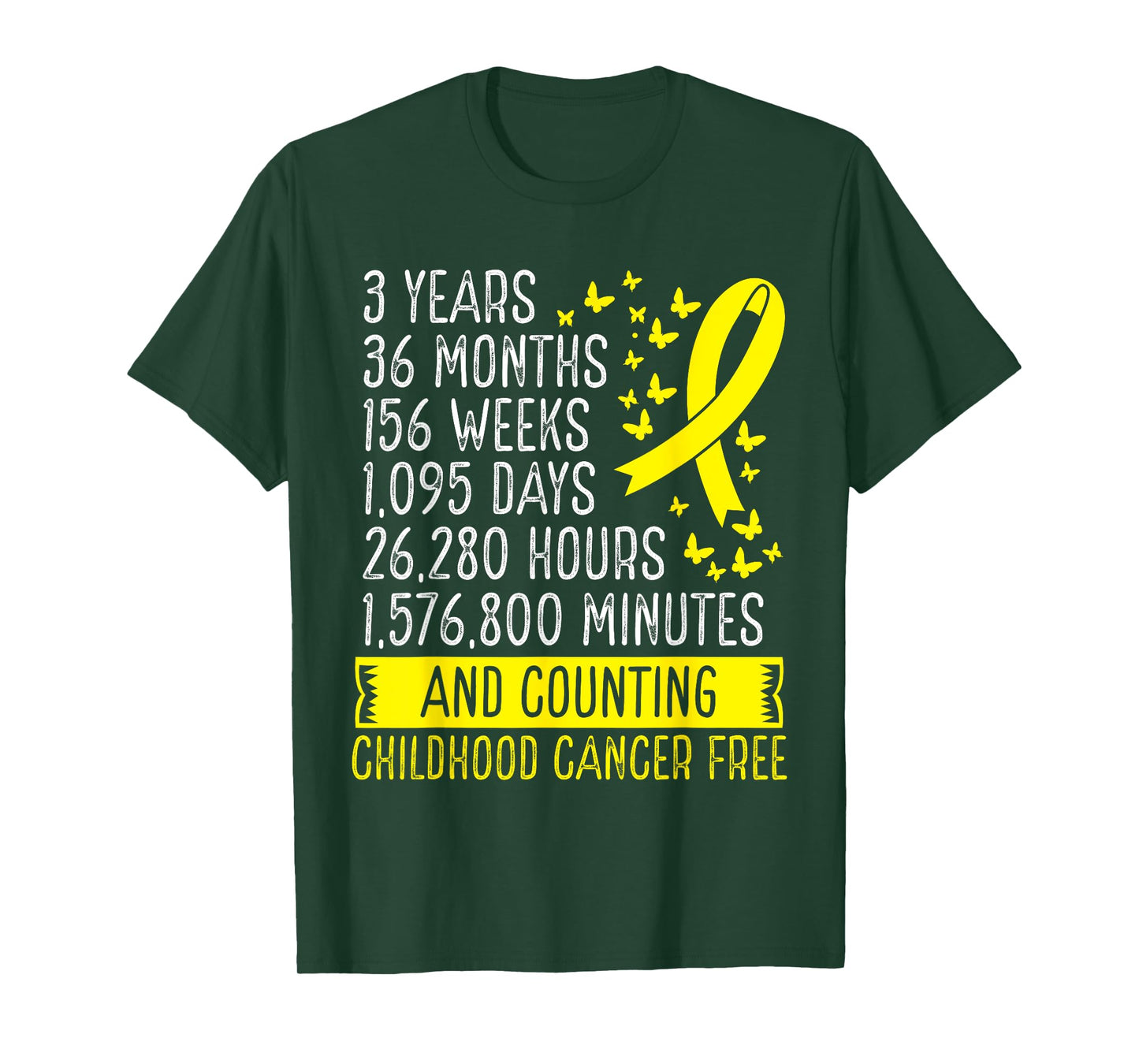 3 Years Childhood Cancer Free Awareness Ribbon Movement T-Shirt