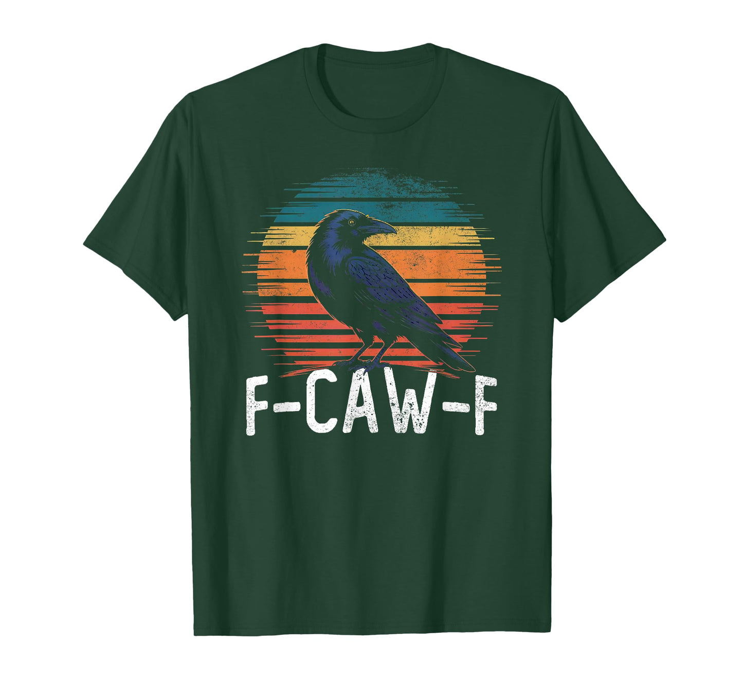 Black Crow F-Caw-F Funny Bird Sunset Gothic Retro Humor T-Shirt