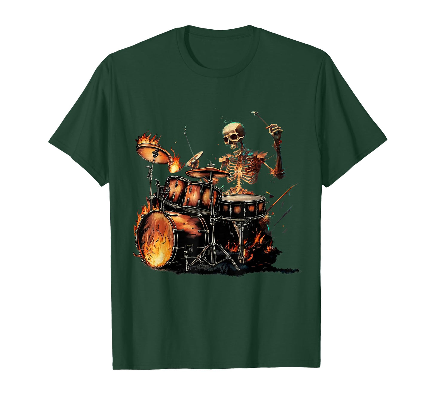 Gothic Skeleton Drummer Rock Band Drum Player Halloween T-Shirt