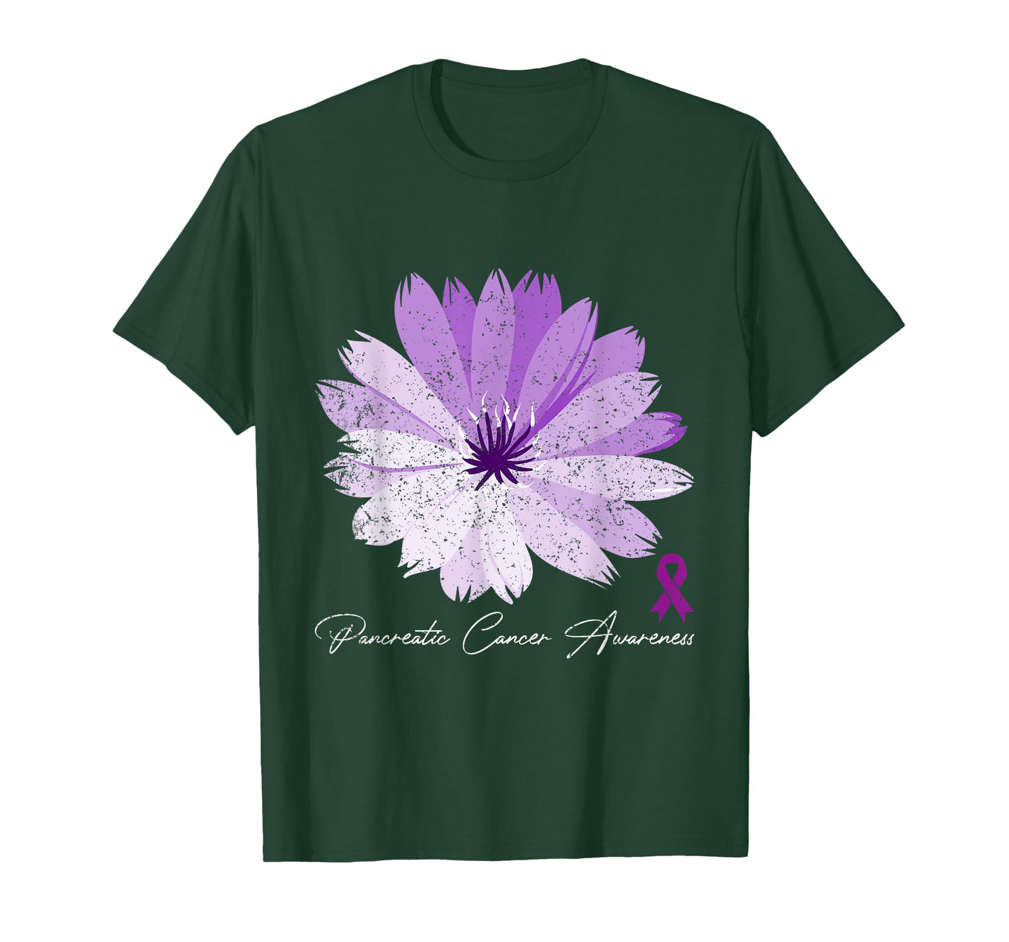 Flower Purple Ribbon Pancreatic Cancer Awareness T-Shirt