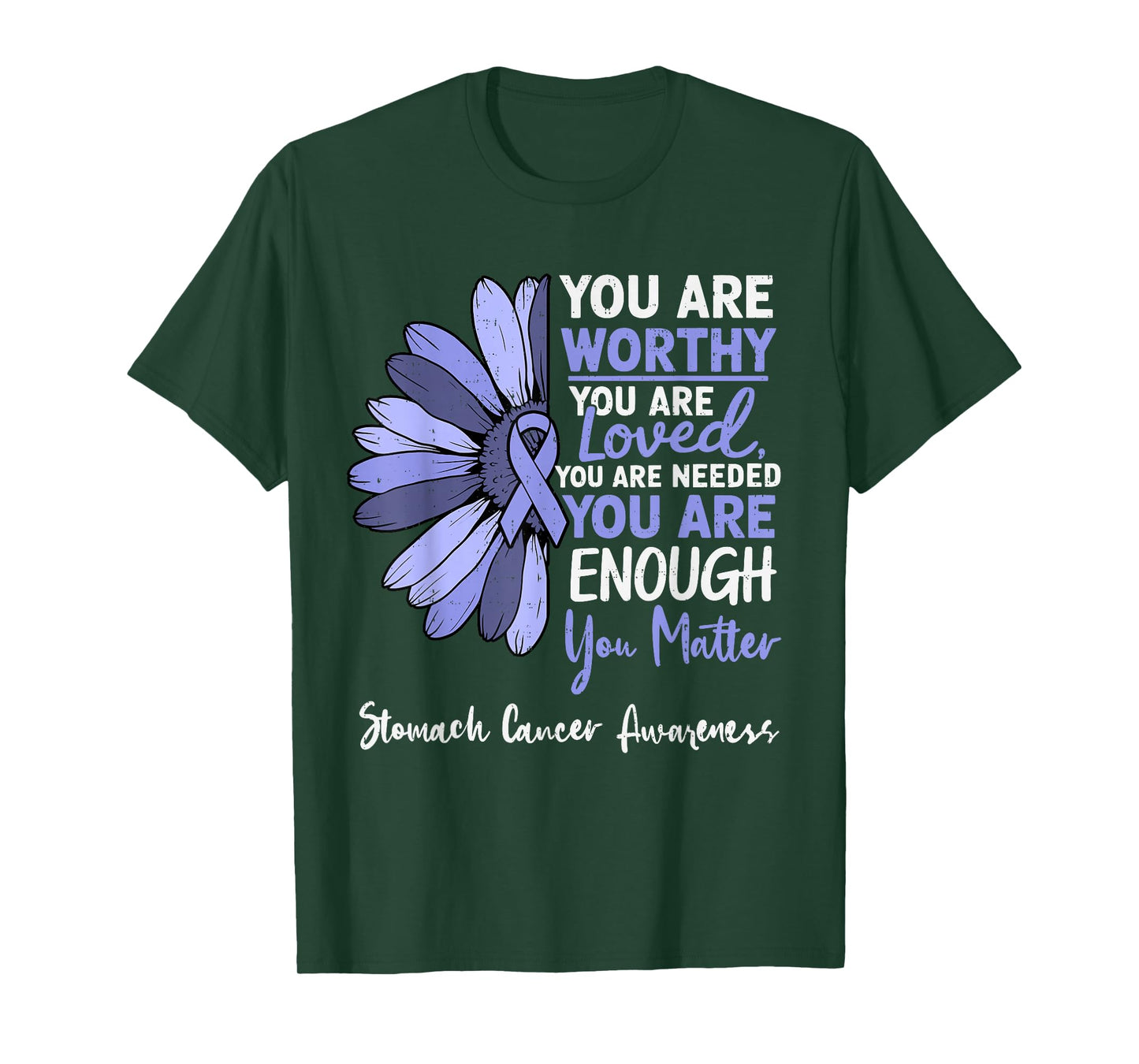 Motivational Stomach Cancer Awareness Ribbon Periwinkle Blue T-Shirt
