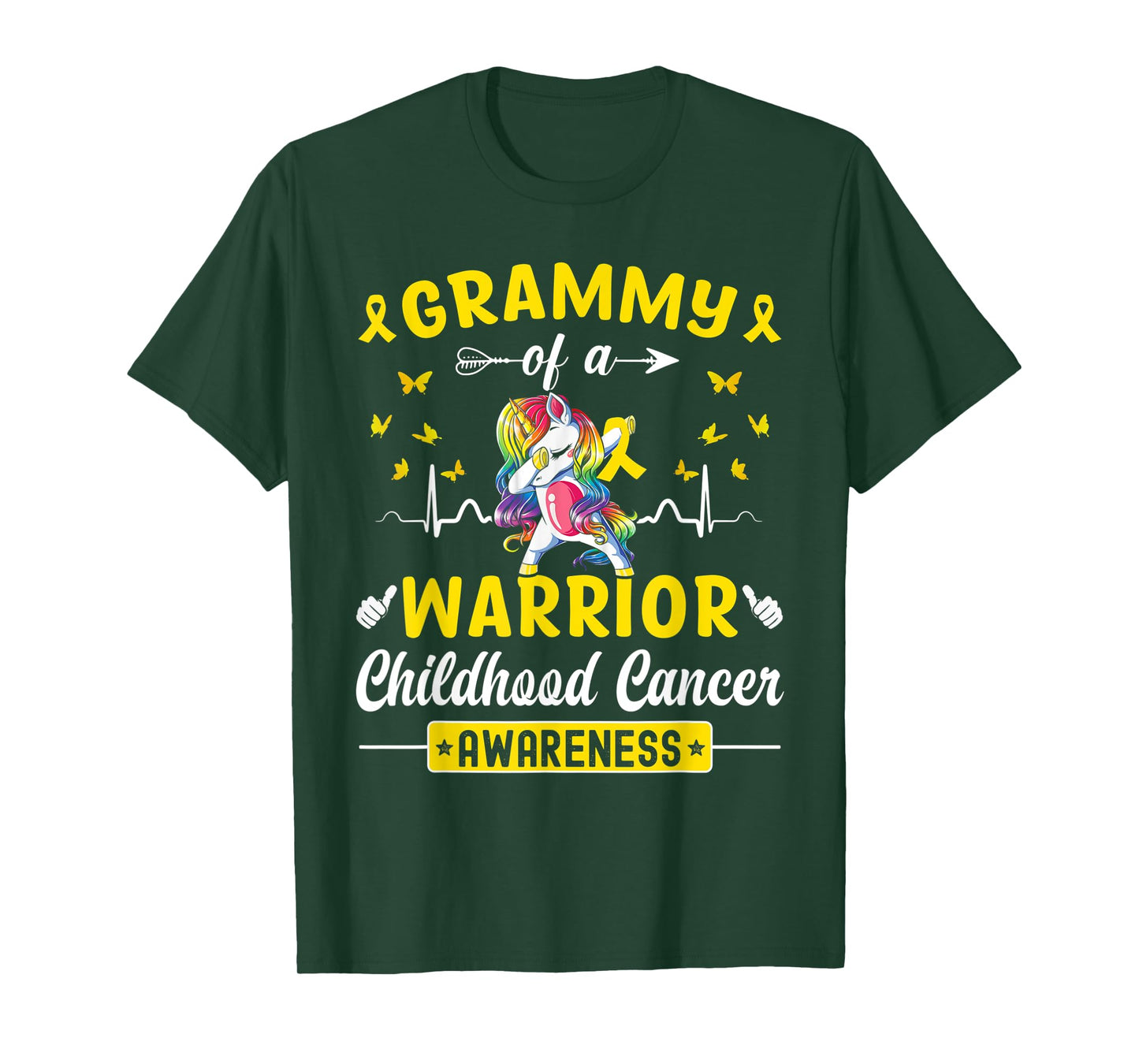 Grammy Of A Warrior Childhood Cancer Awareness Unicorn T-Shirt