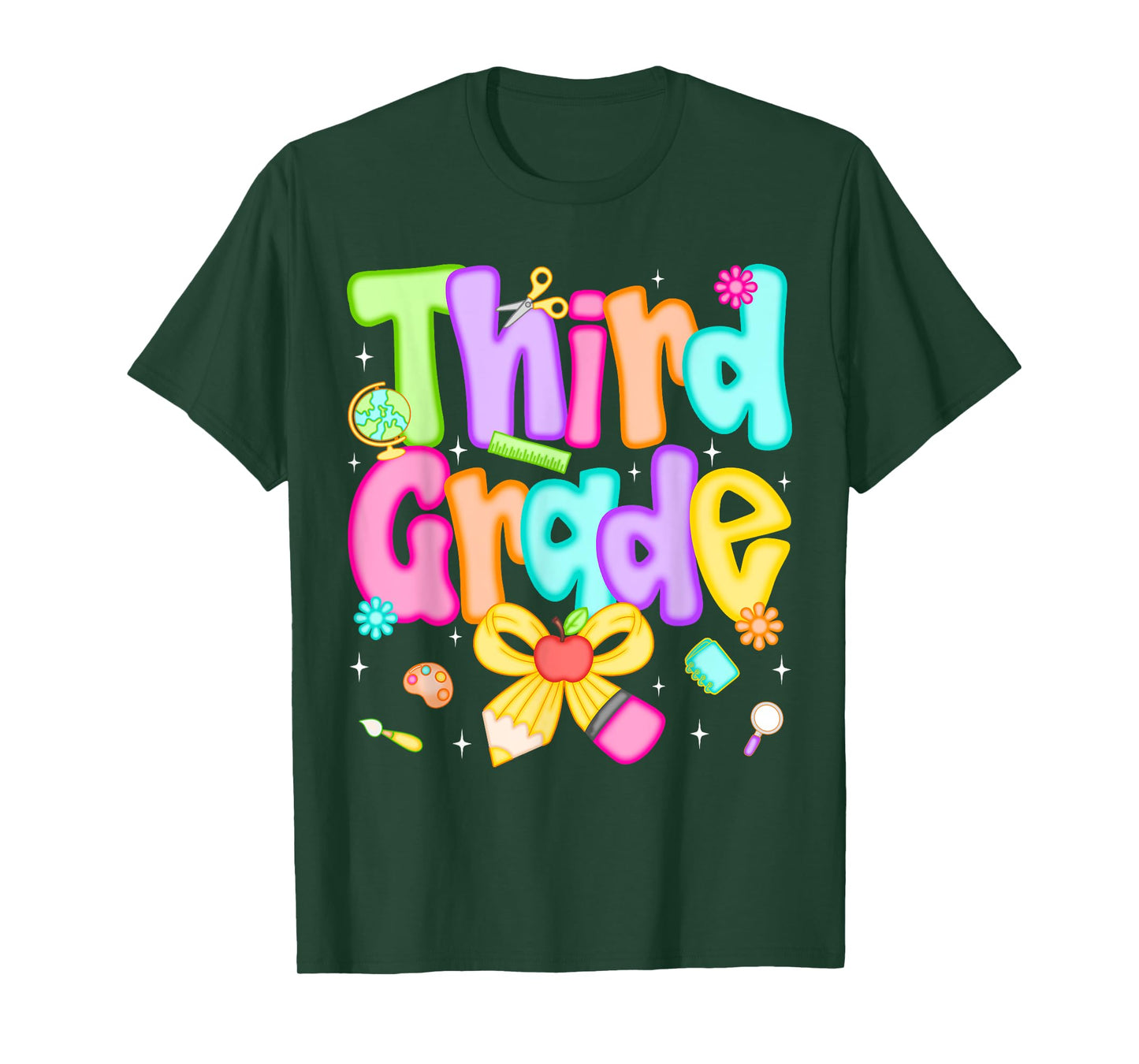 Preppy Third Grade Back To School 3rd Grade Teacher Girl Kid T-Shirt