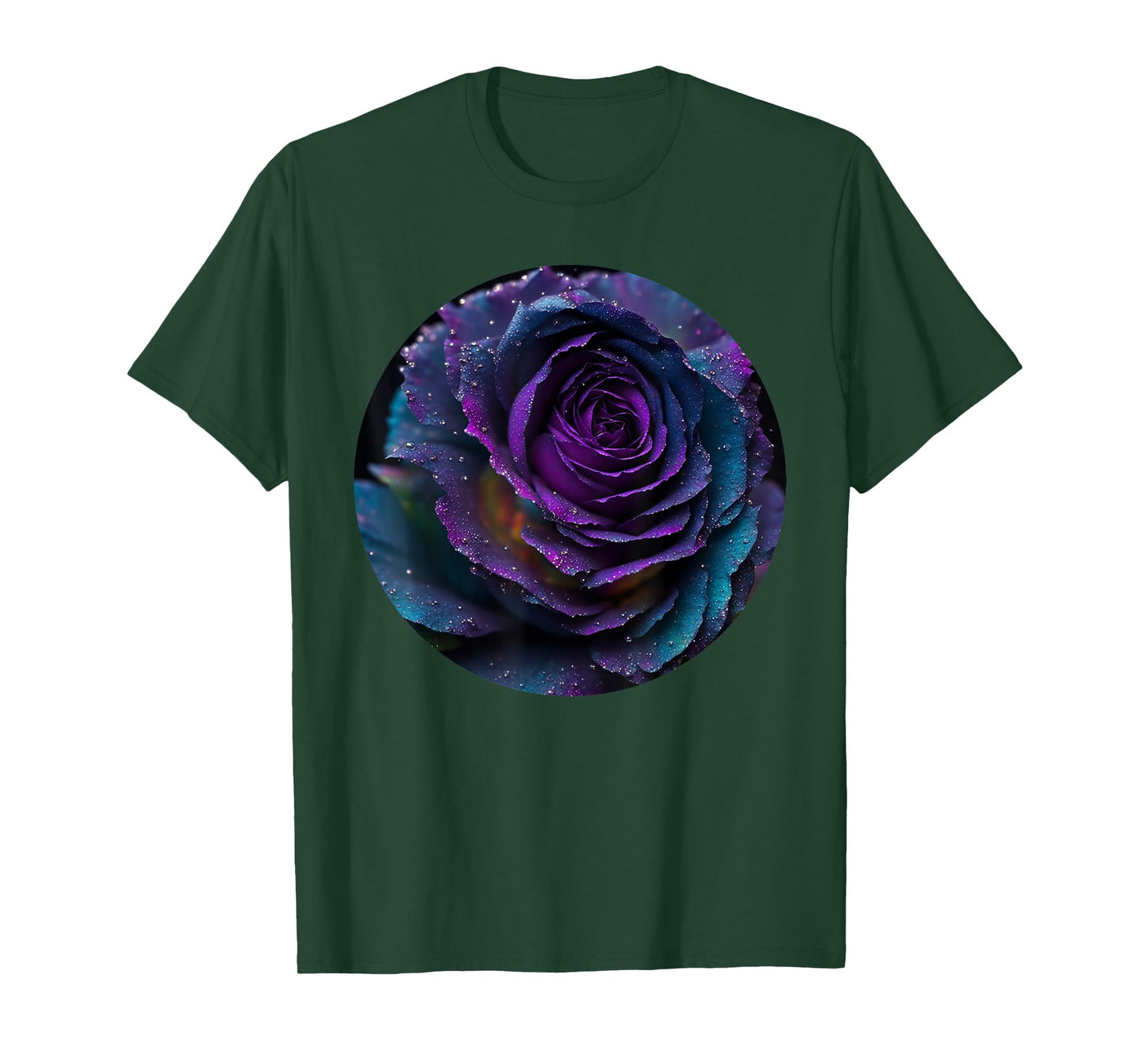Black Purple Rose Flower Floral T-Shirt