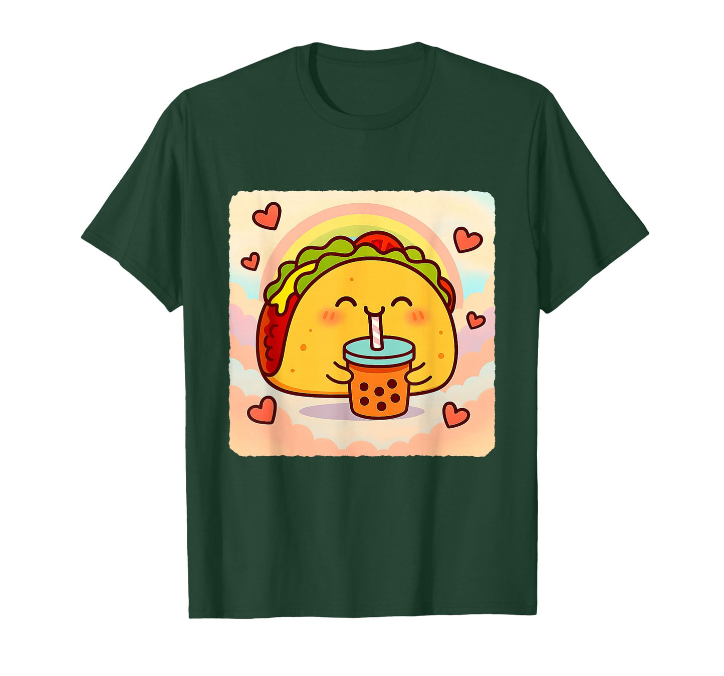 Taco Bubble Tea Lover Cute Anime Kawaii Rainbow T-Shirt