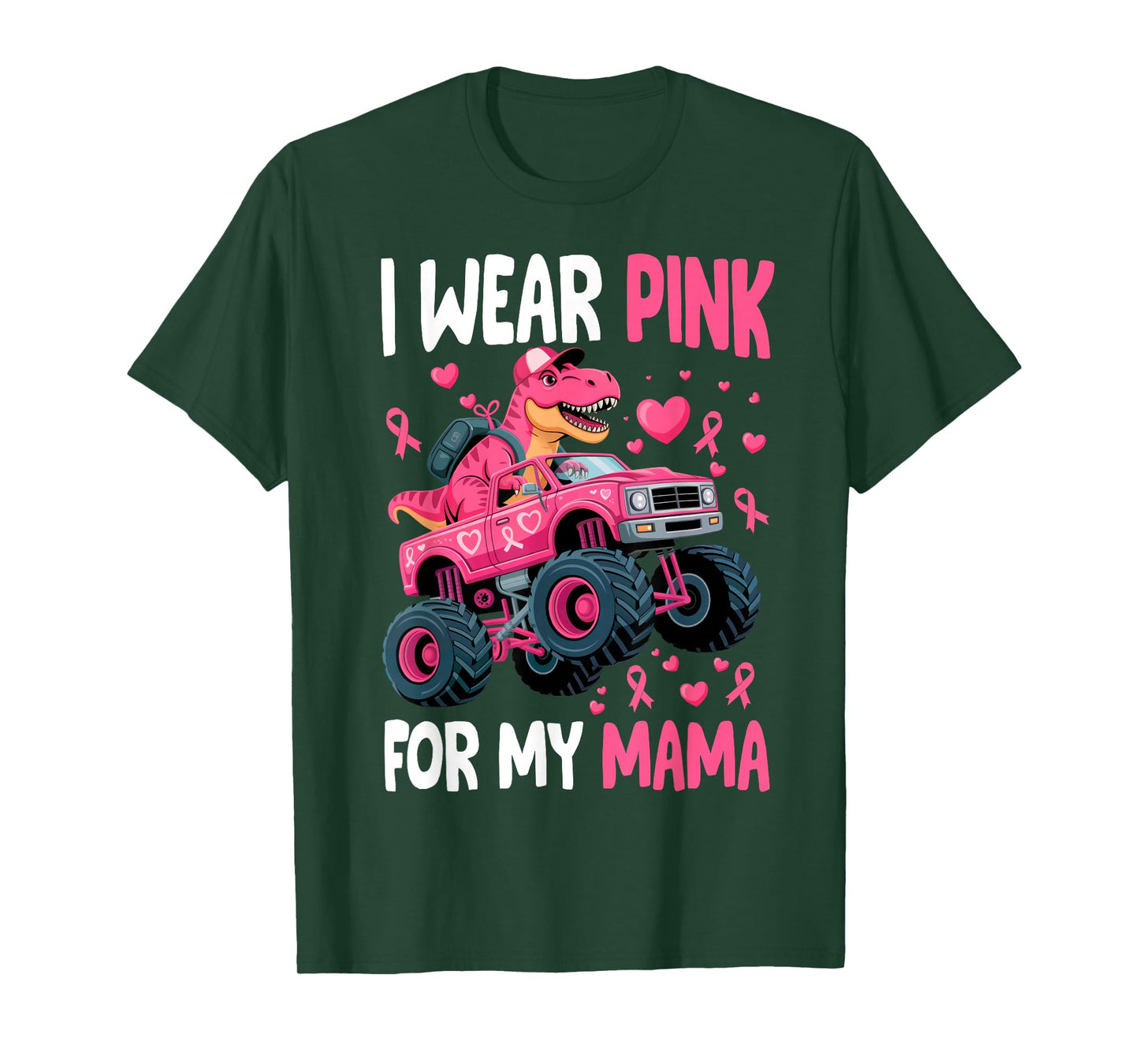 I Wear Pink for My Mama Breast Cancer Monster Truck Boy Kids T-Shirt