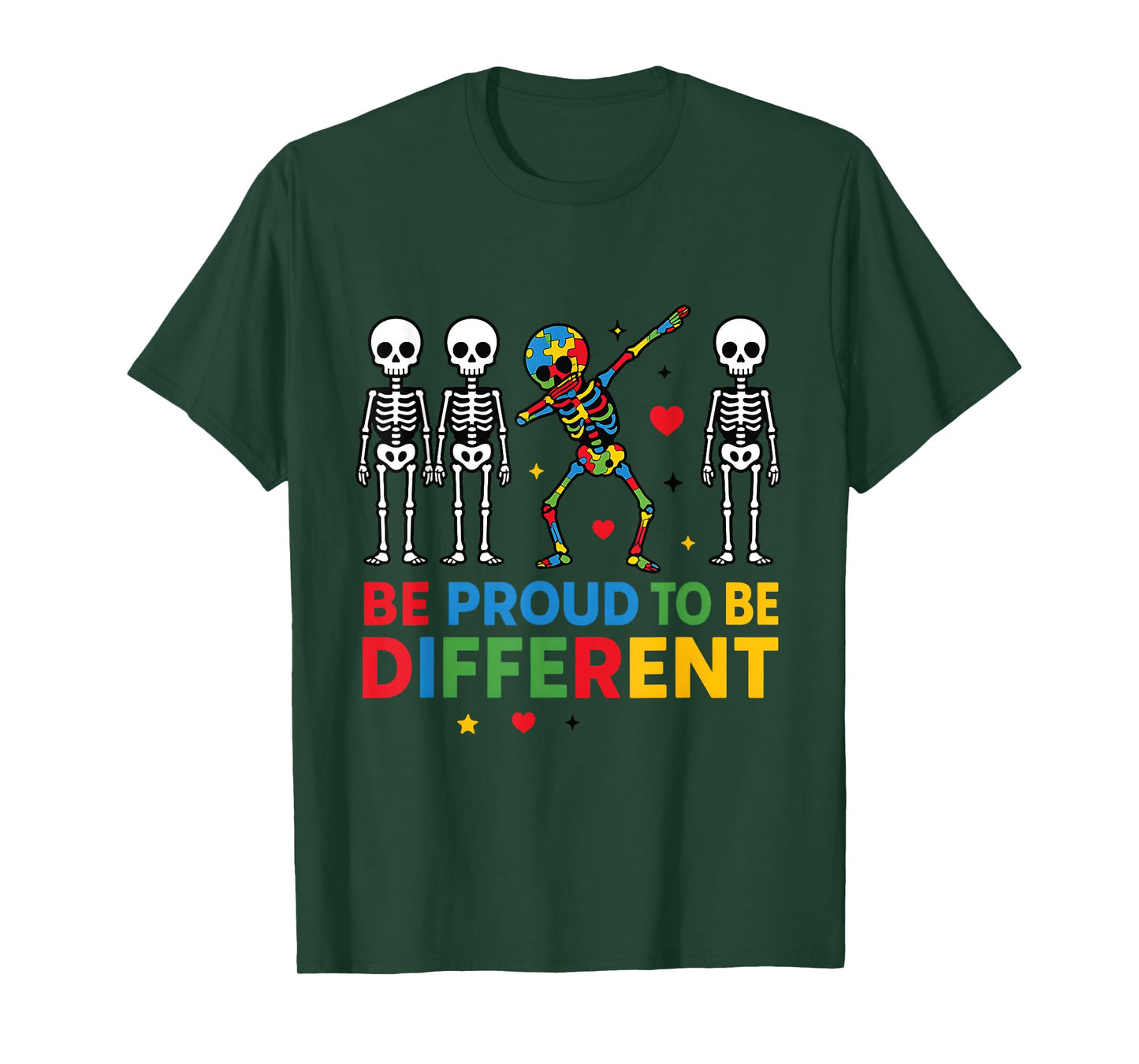 Be Proud to Be Different Colorful Skeleton T-Shirt