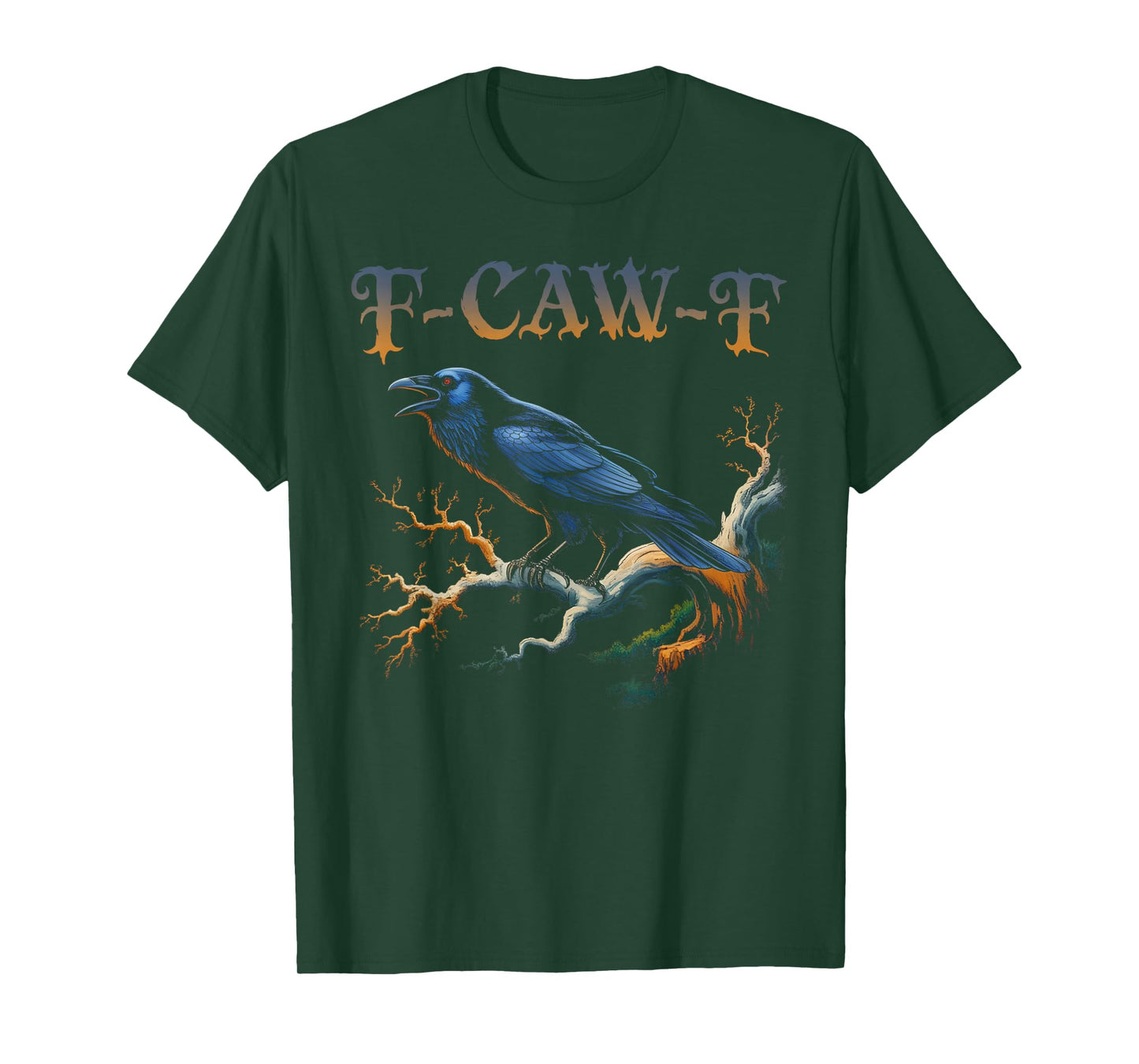 Black Crow, F-Caw-F Funny Black Bird Moon Gothic Adult Humor T-Shirt
