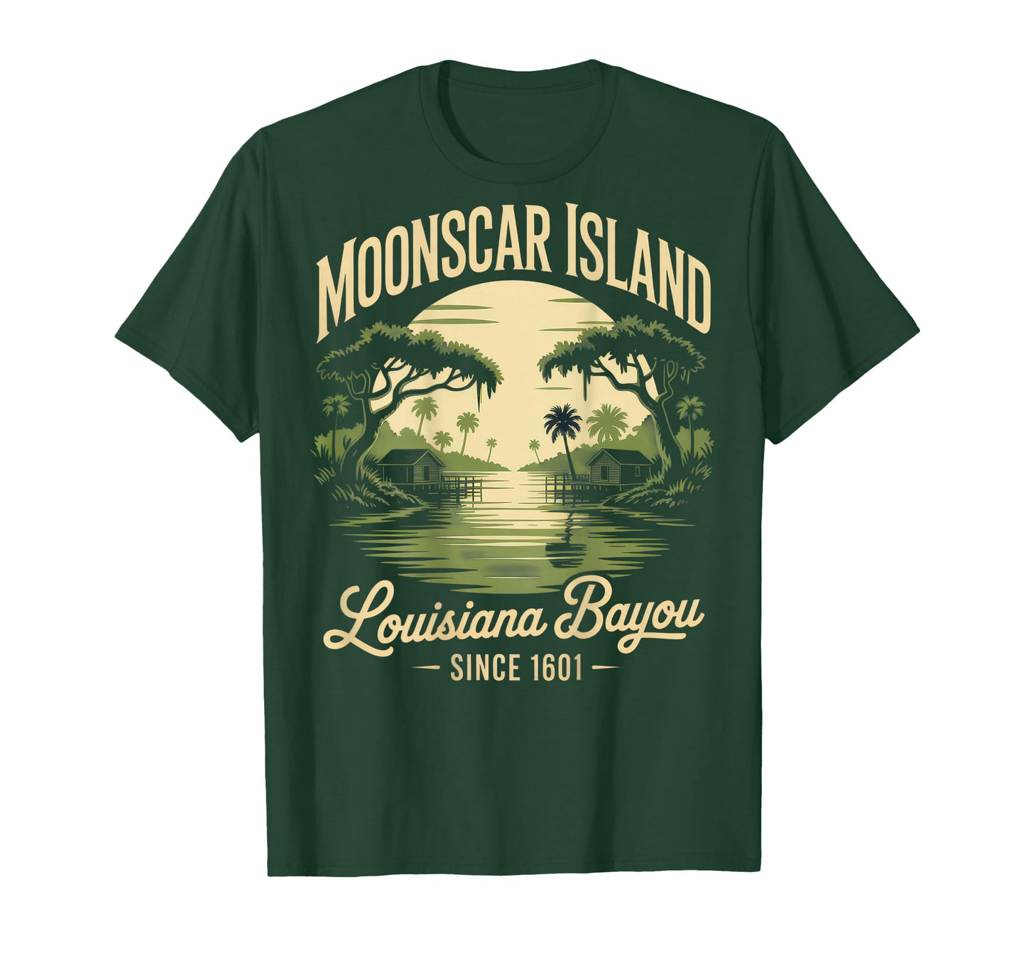 Moonscar Island Louisiana Bayou Retro Landscape Nostalgic T-Shirt