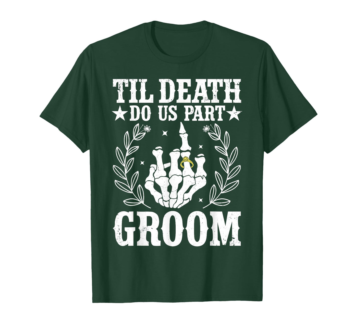 Halloween Wedding Til Death Do Us Part Groom Skeleton T-Shirt