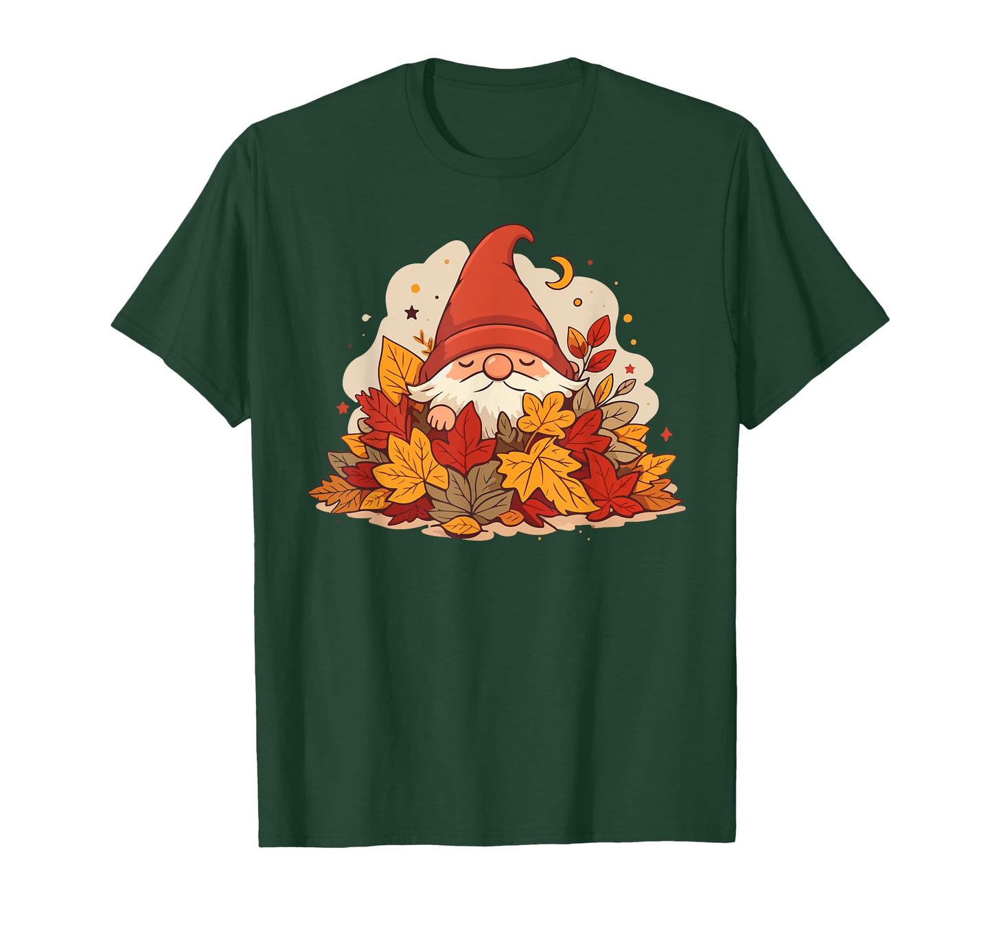 Fall Gnome in pile of leaves T-Shirt