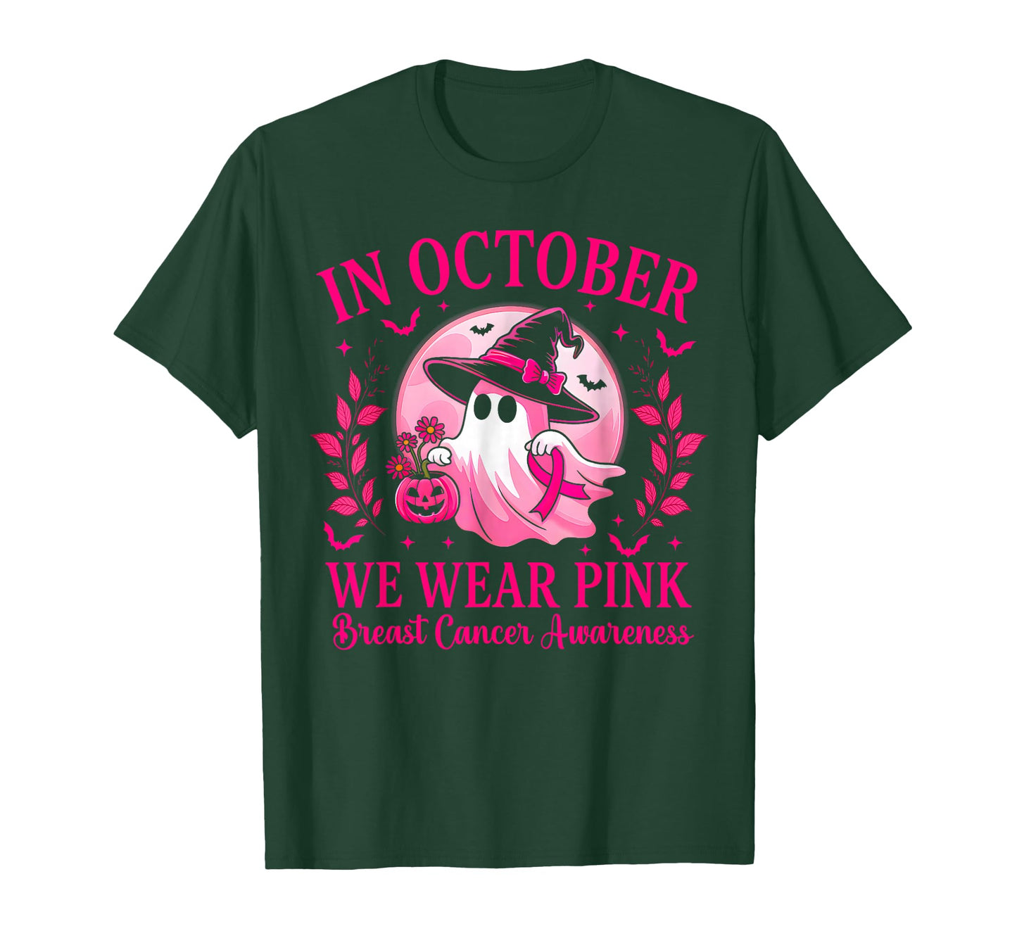 Breast Cancer Women Halloween in October We Wear Pink T-Shirt