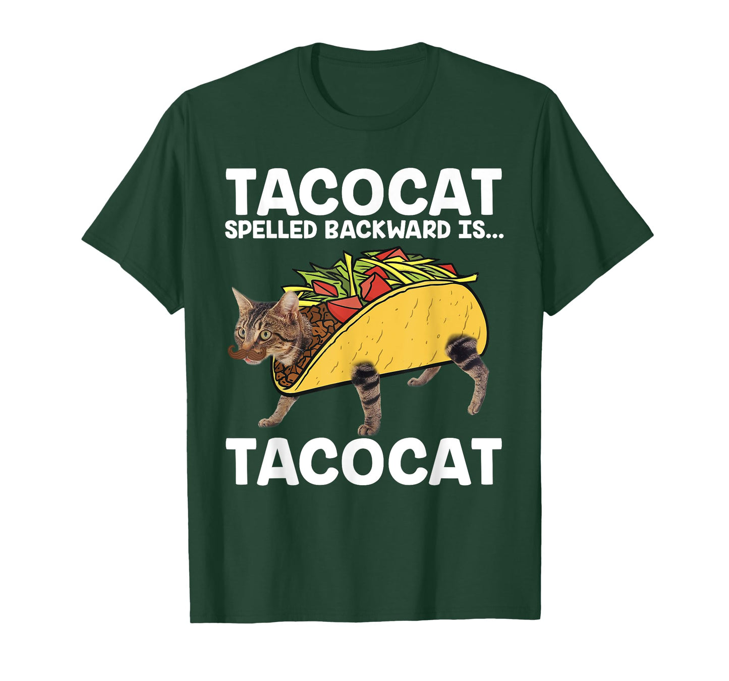 Taco & Cat T-Shirt - Tacocat Spelled Backward Is Tacocat Men Women Kids T-Shirt
