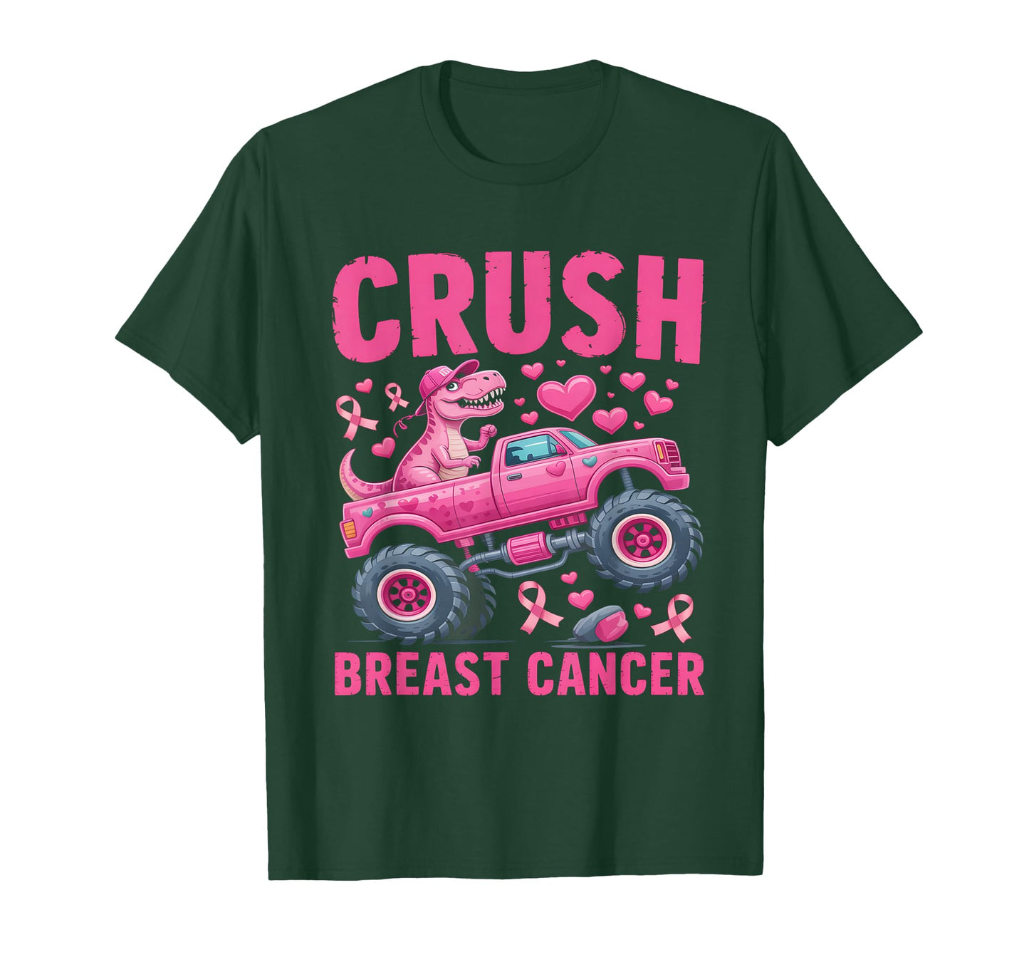 Crush Breast Cancer Awareness Monster Truck Toddler Boy Kids T-Shirt