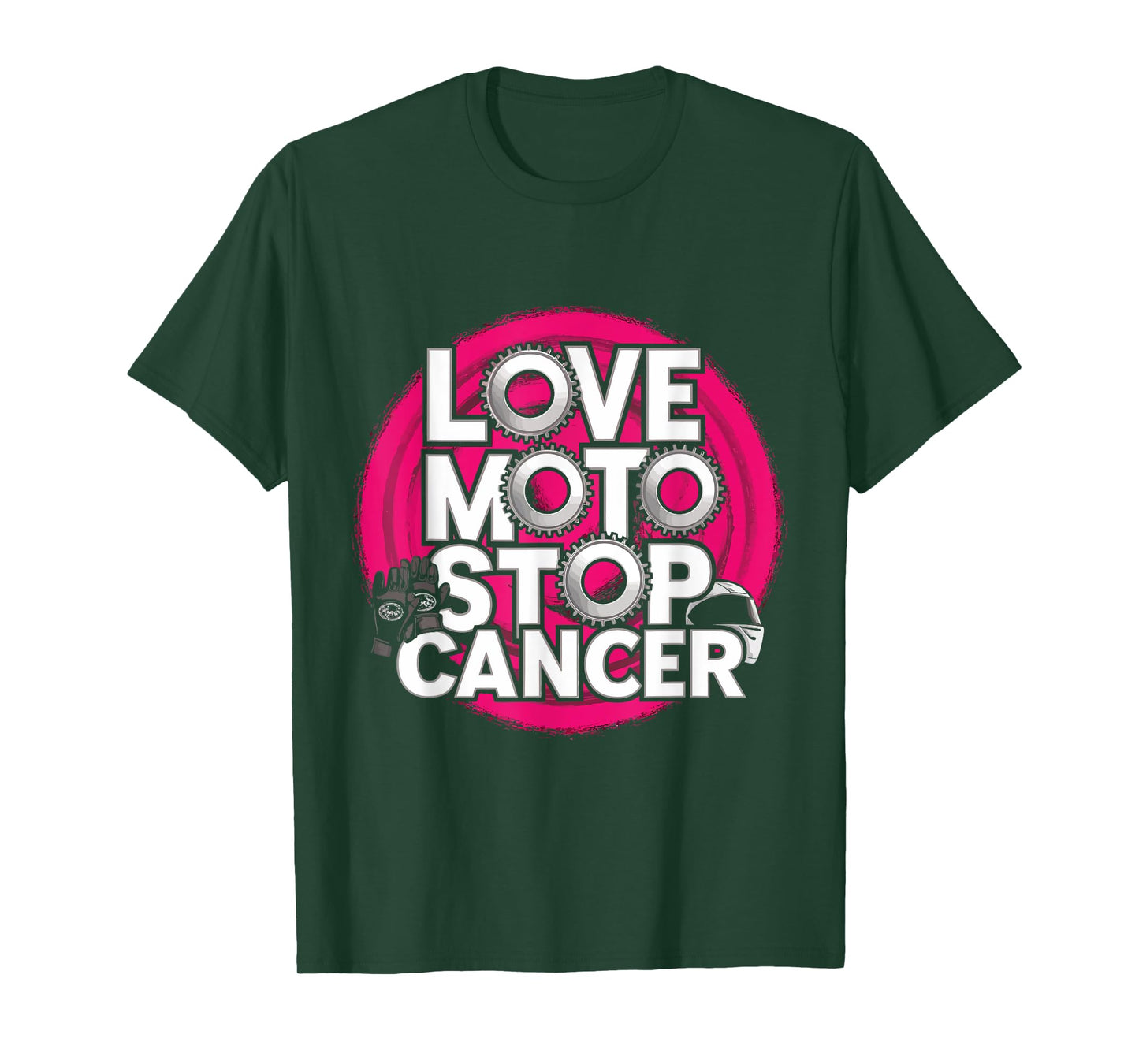 Love Moto Stop Cancer Design T-Shirt