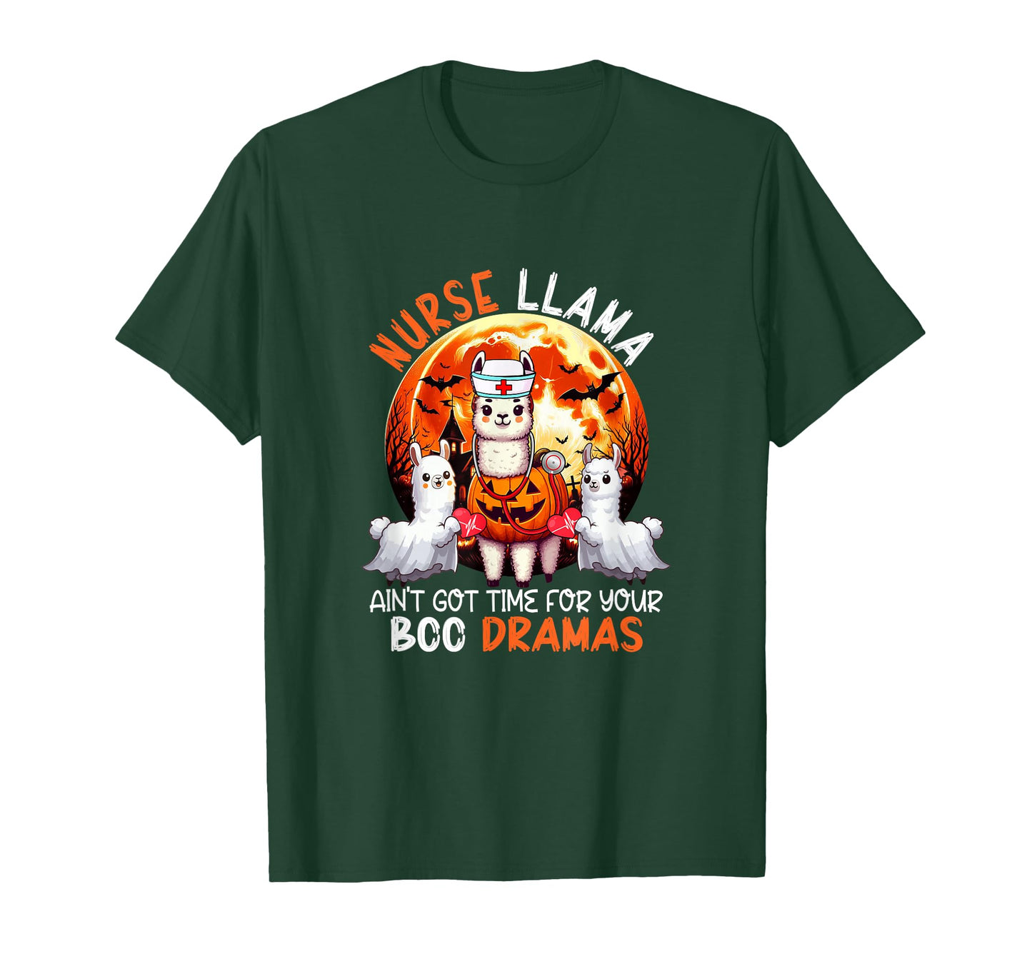 Nurse Llama Funny Sarcastic Boo Dramas Halloween Job Team T-Shirt