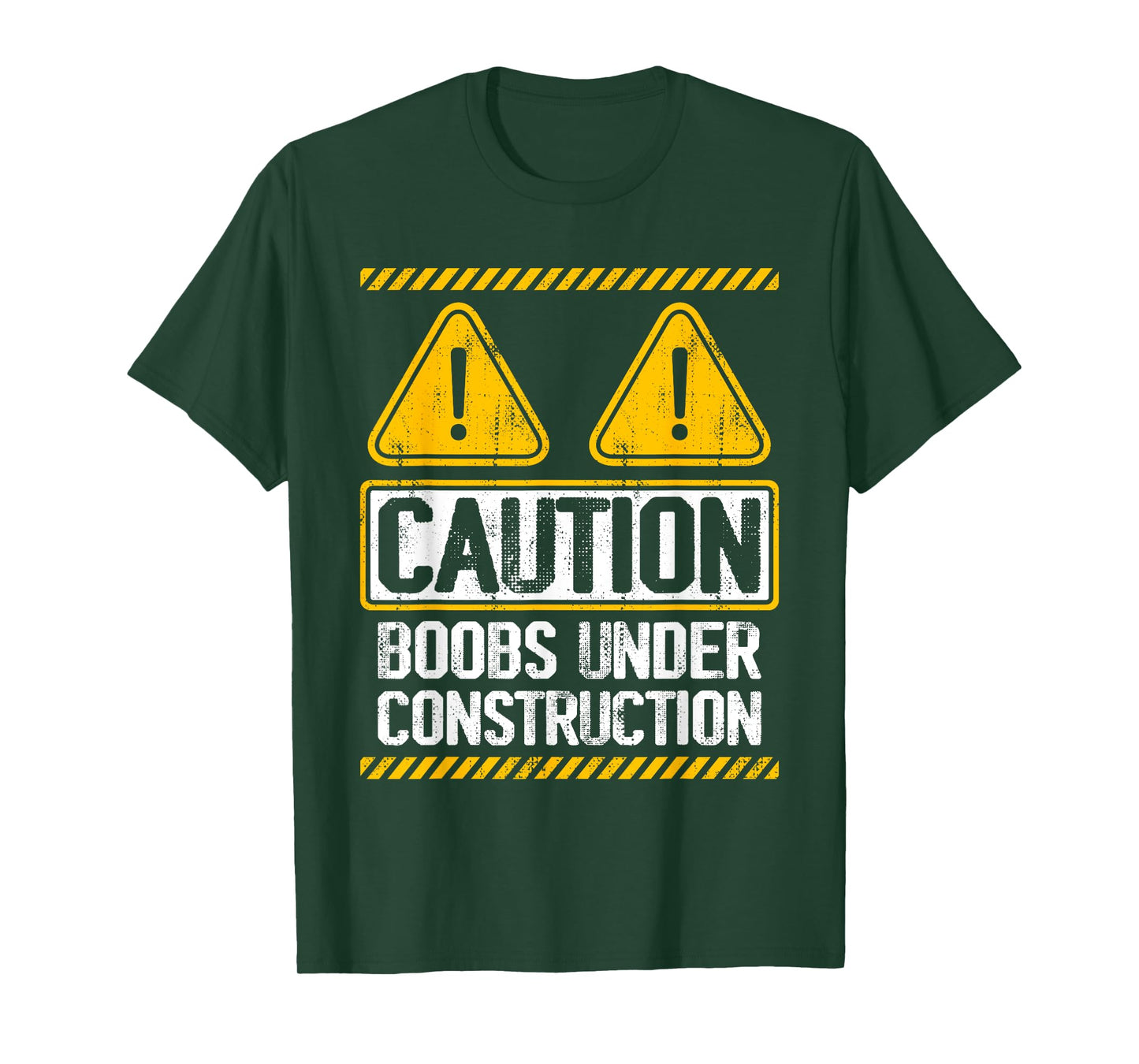 Caution Boobs Under Construction Funny Breast Cancer T-Shirt