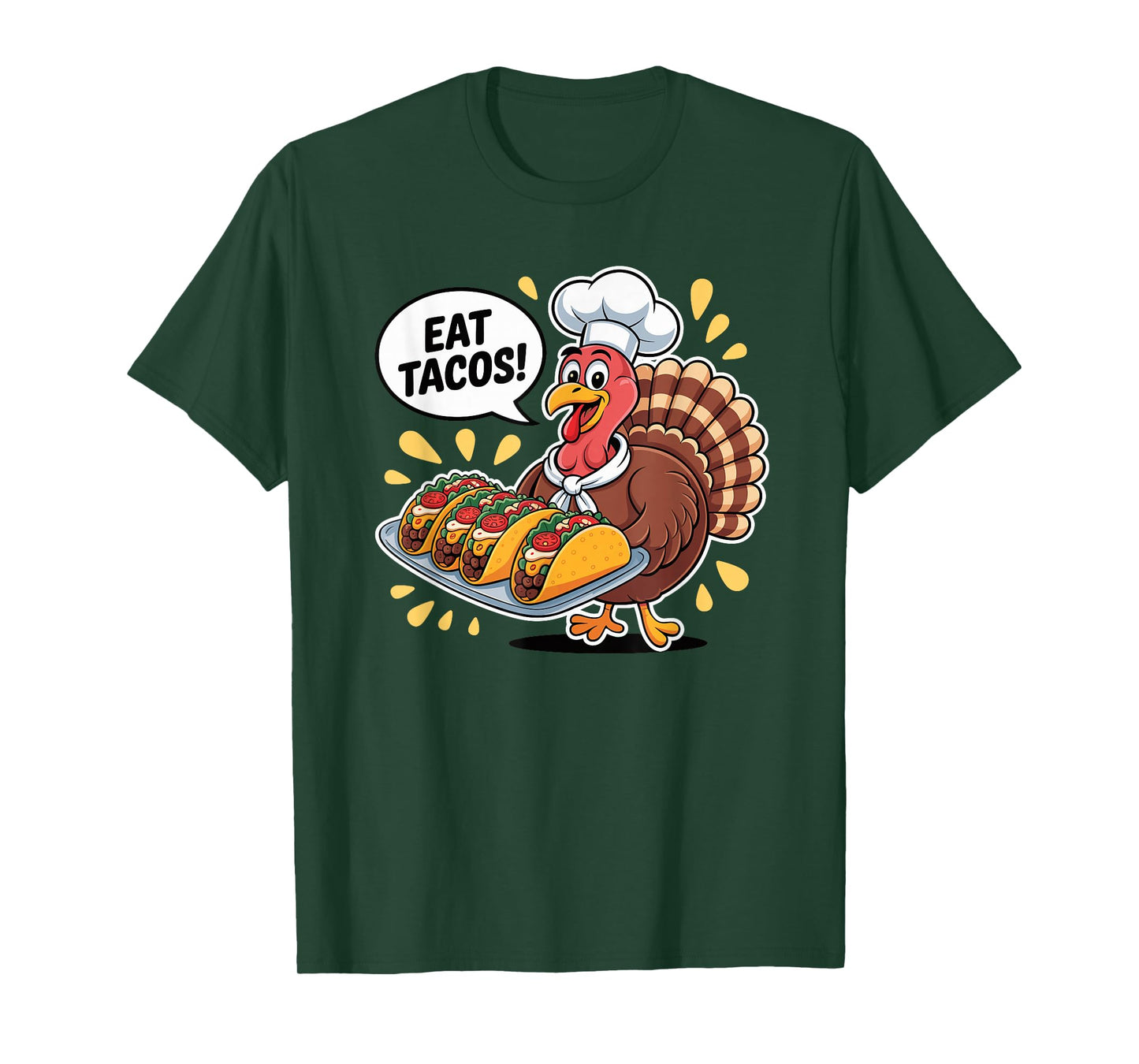 Thanksgiving Taco Humor Funny Turkey Chef Eats Tacos T-Shirt
