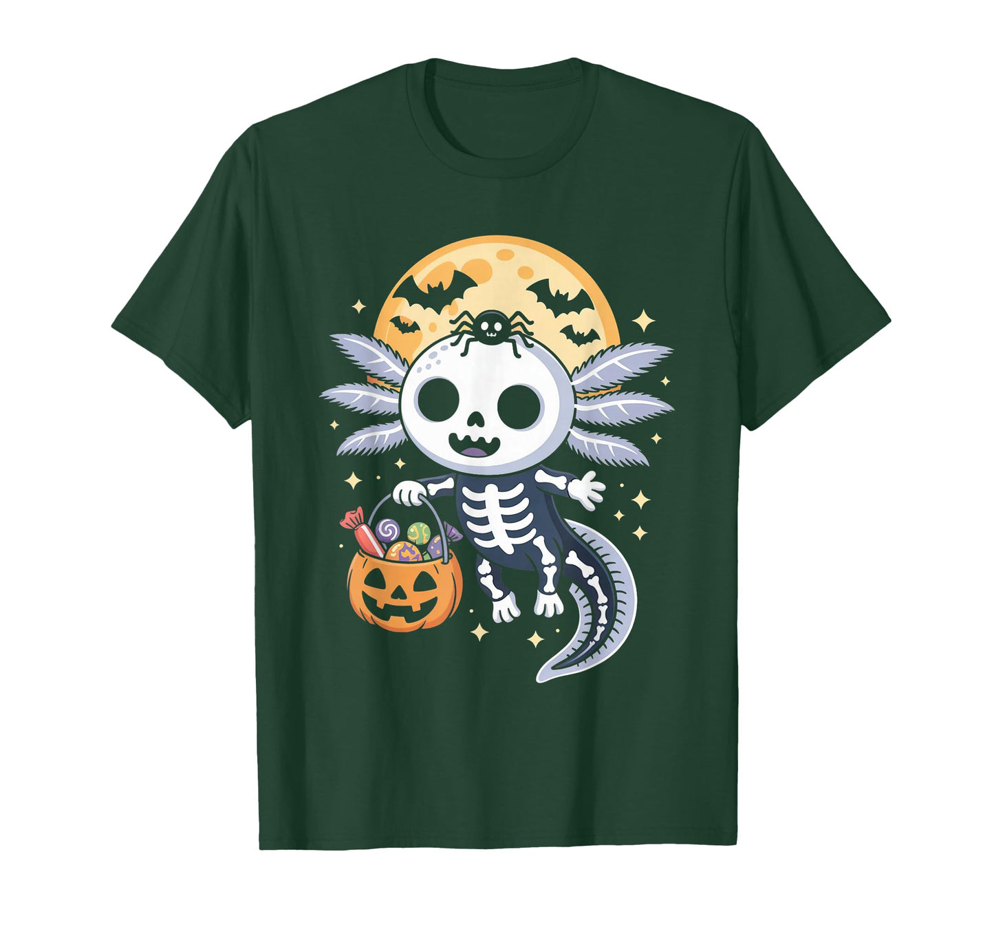 Funny Axolotl Skeleton Halloween Costume Spooky Boys Girls T-Shirt
