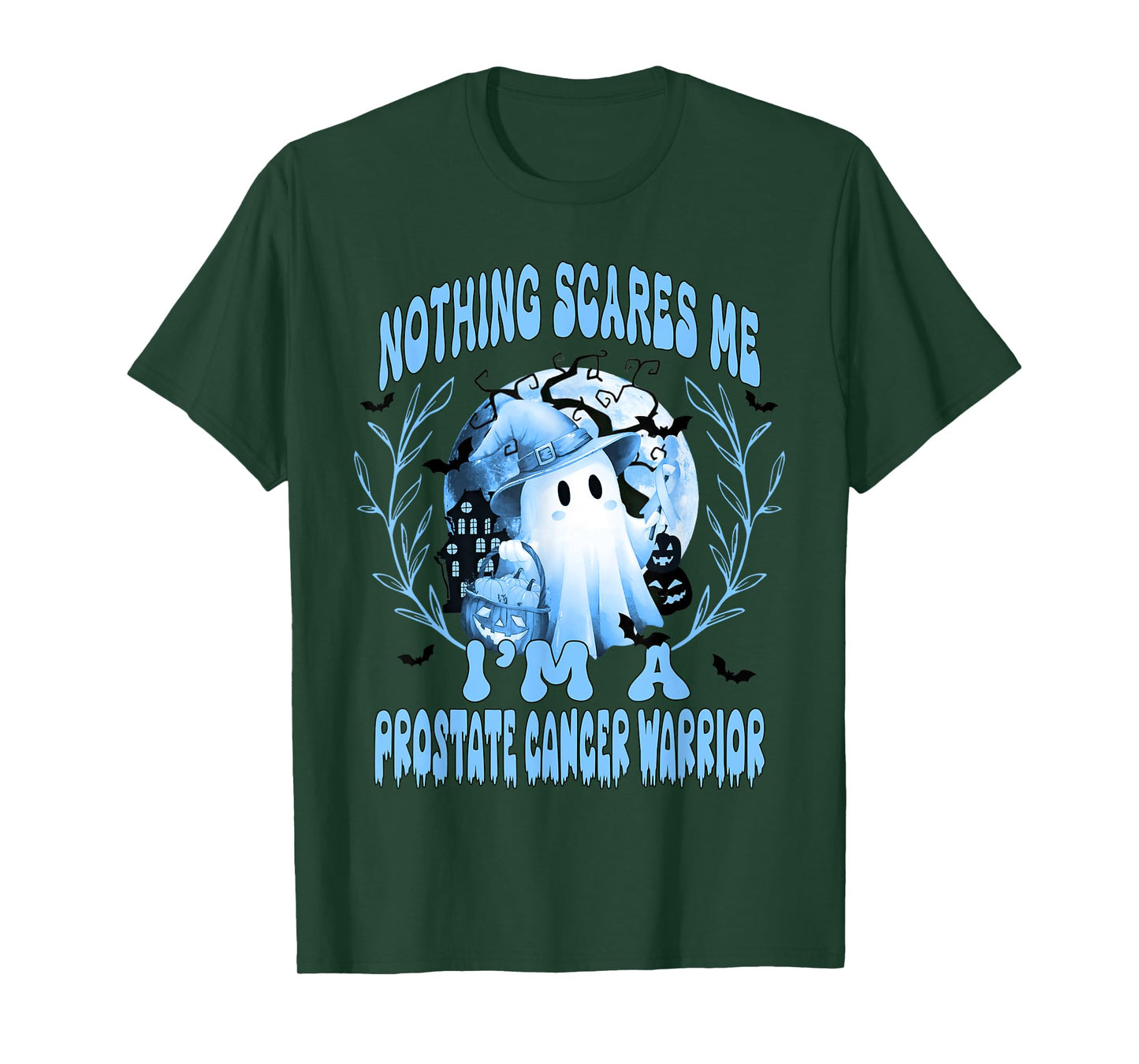 Halloween Prostate Cancer Nothing Scares Me Boo Blue Ribbon T-Shirt
