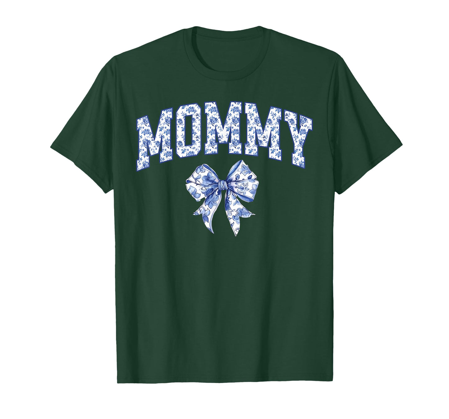 Mommy Coquette Toile Blue Bow Floral Family Matching T-Shirt