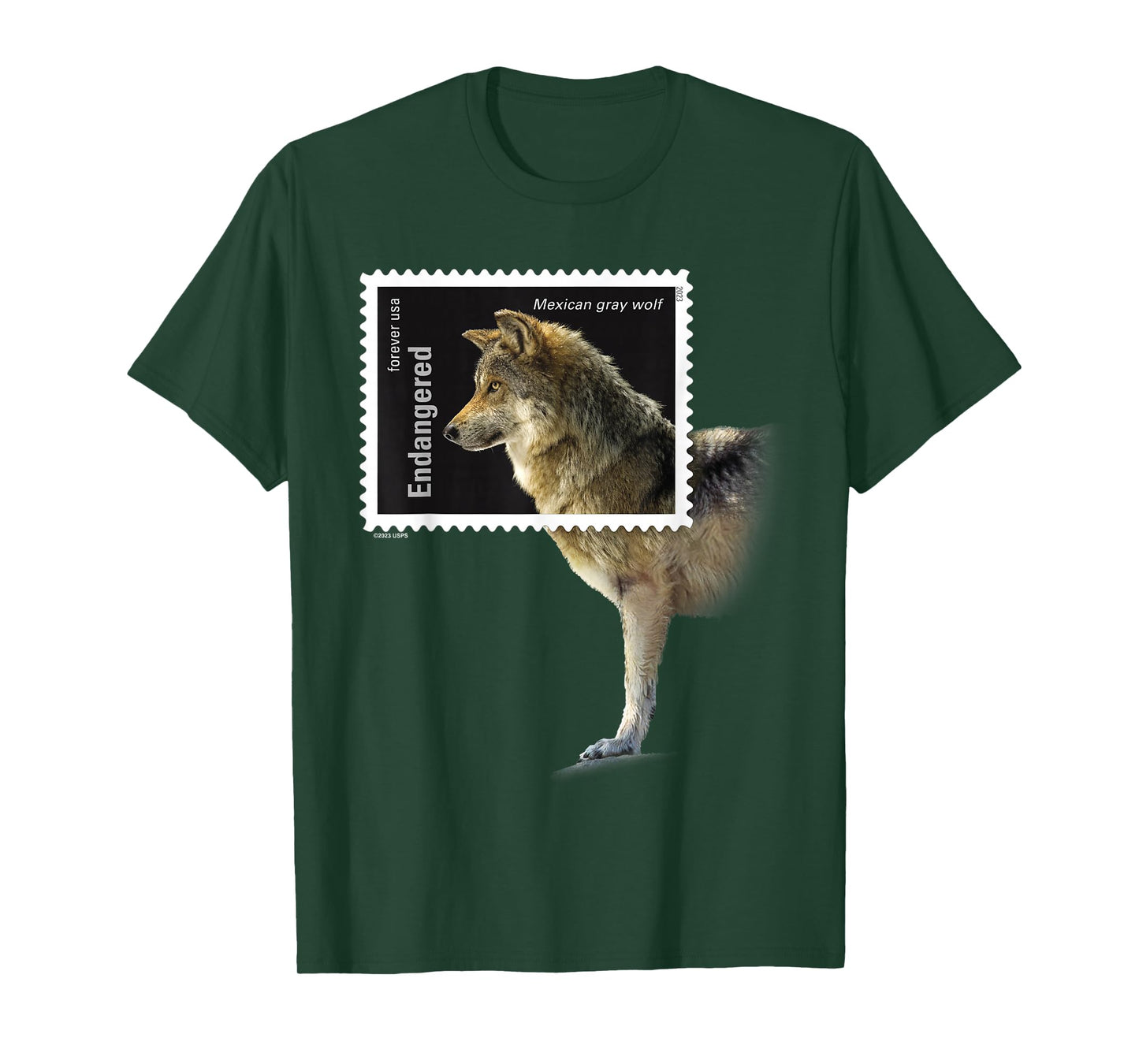 USPS Endangered Species Stamp Framed Mexican Gray Wolf T-Shirt