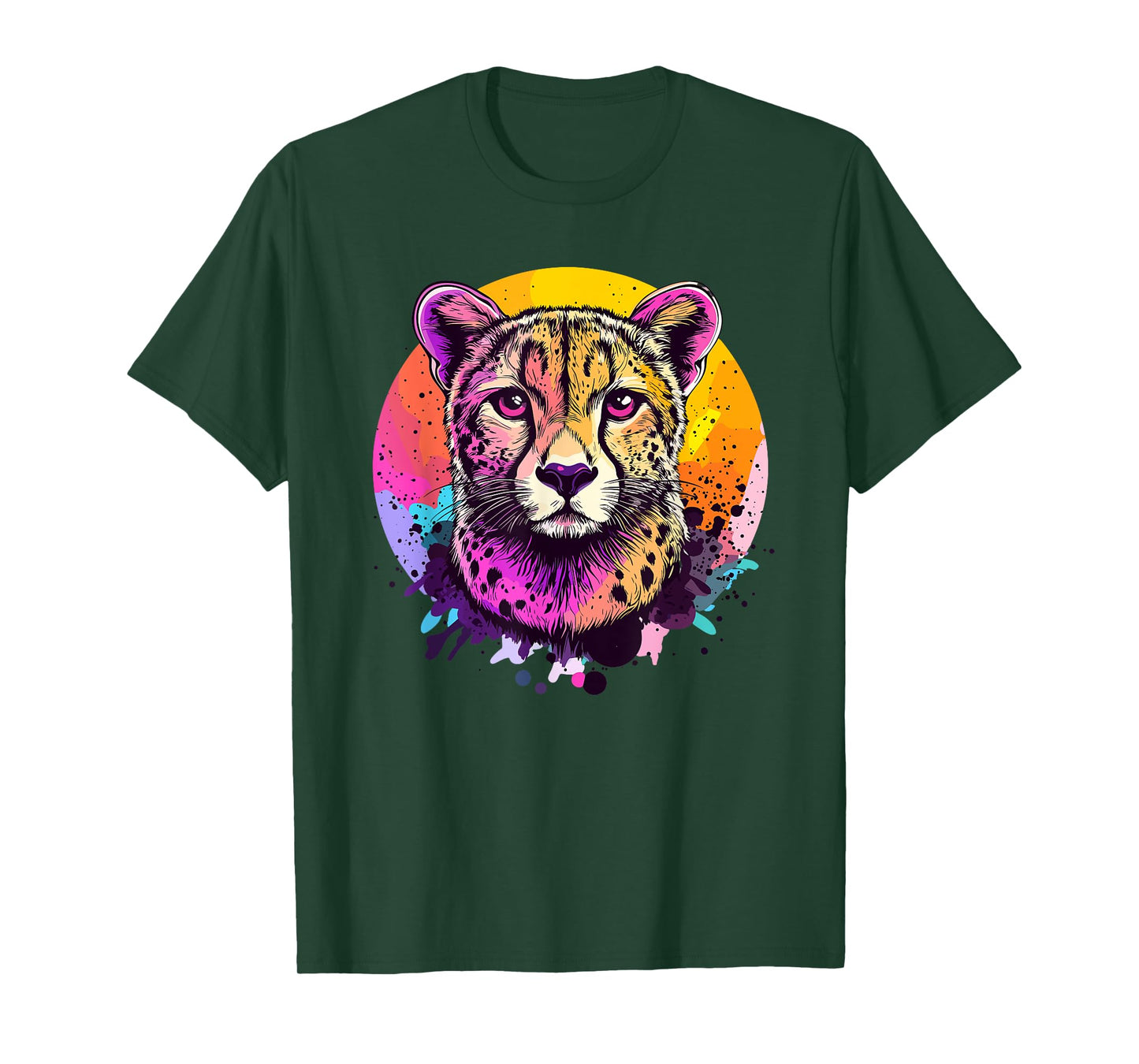 Colorful Cheetah Face in Artistic Colors T-Shirt