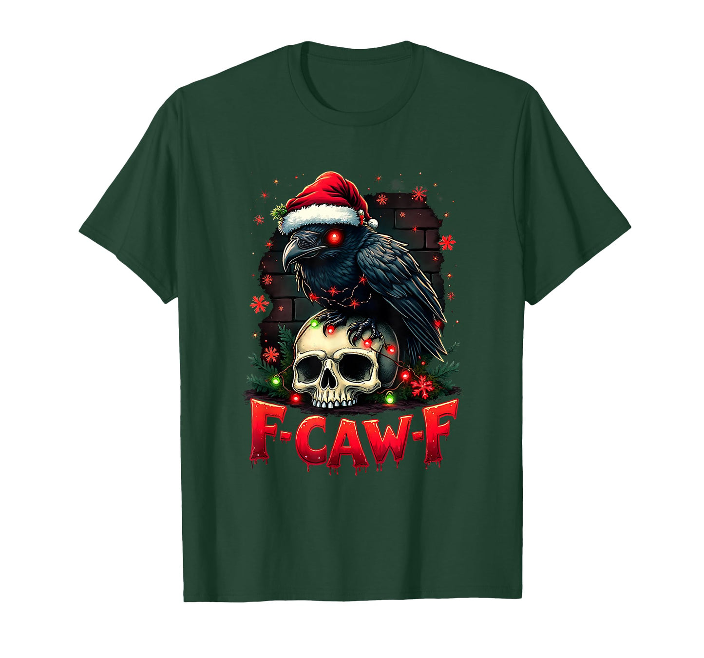 F-Caw-F Santa Vintage Christmas Horror Funny Black Crow T-Shirt