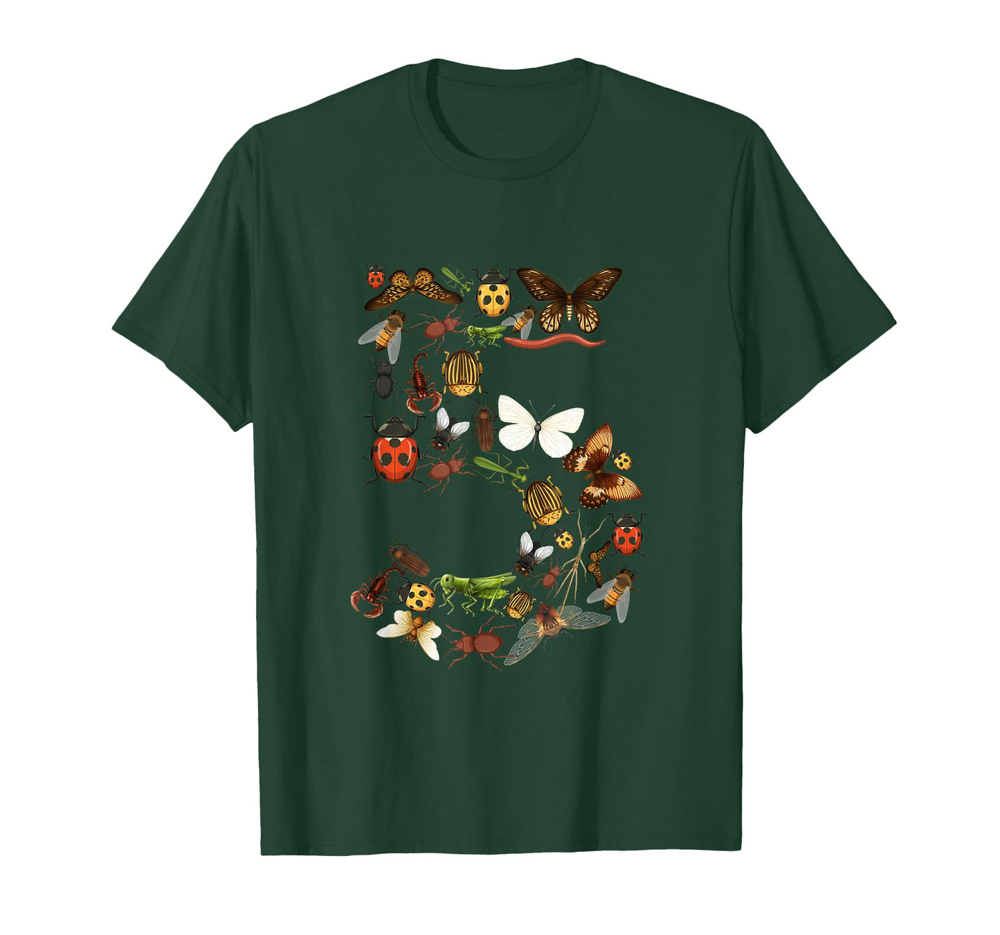 Kids 5th Birthday Bugs Insects Beetles Boys Girls 5 Year Old T-Shirt