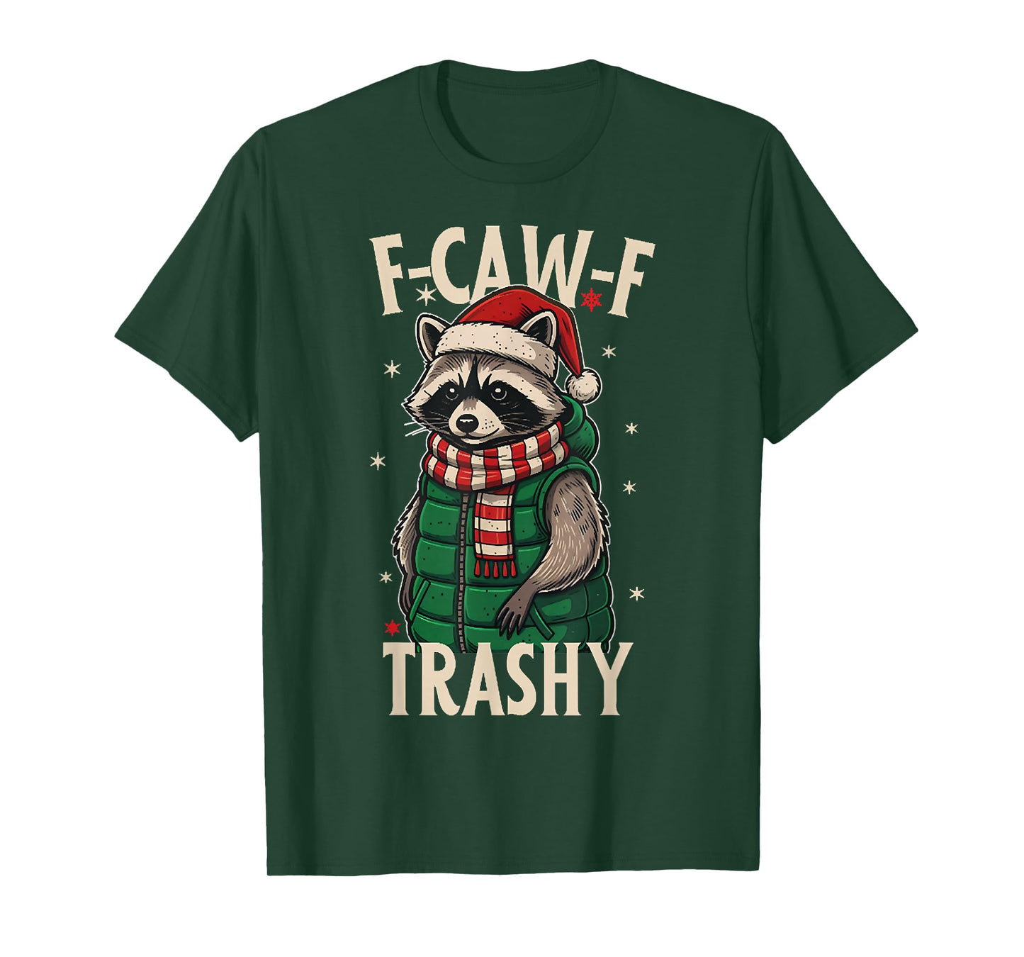F-caw-f Trashy, Funny Trashy Raccoon Opossums Santa Hat T-Shirt