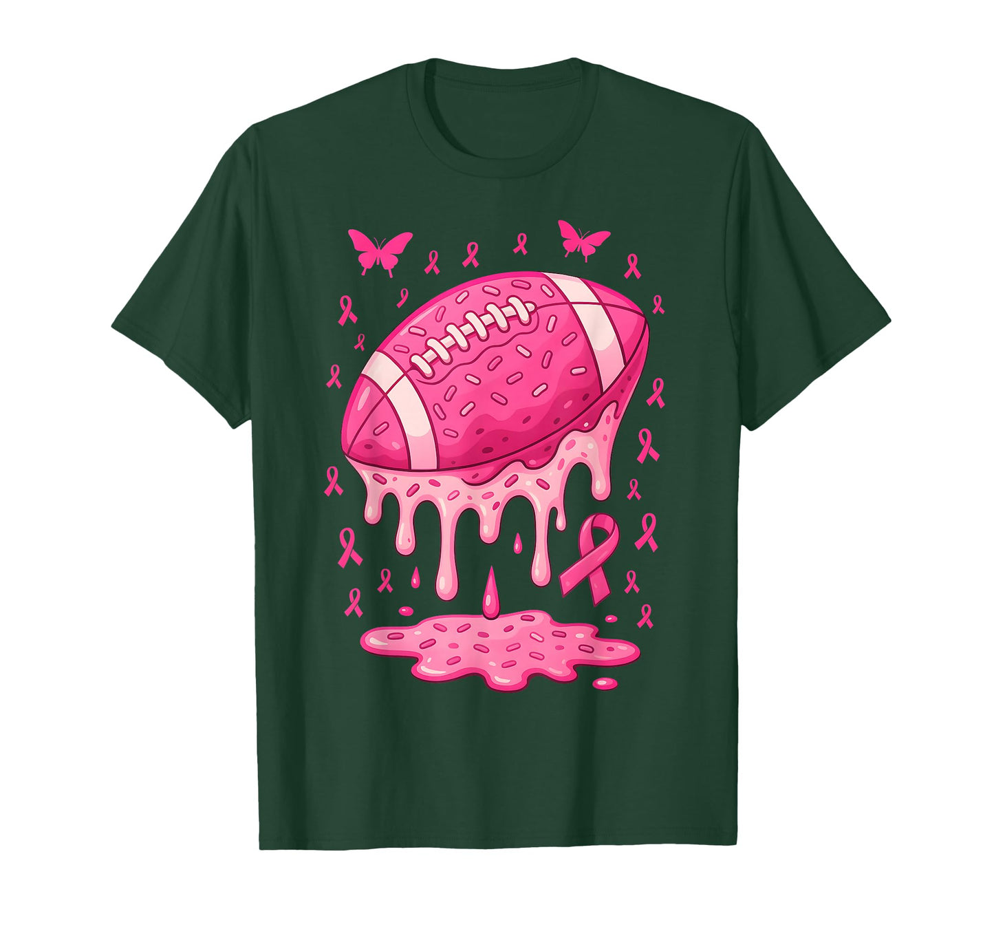 Football Drip Ice Cream Breast Cancer Awareness Boys & Girls T-Shirt