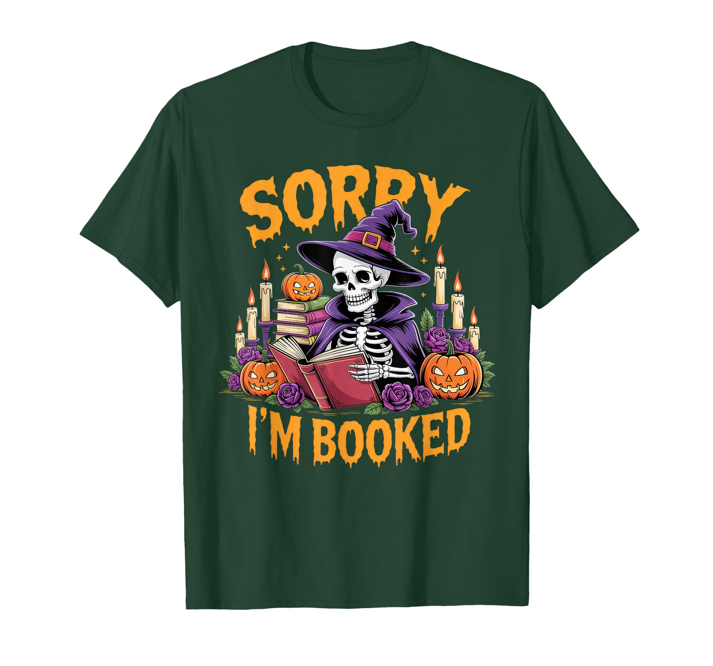 Skeleton Witch Library Reading Books Lover Halloween Vibes T-Shirt