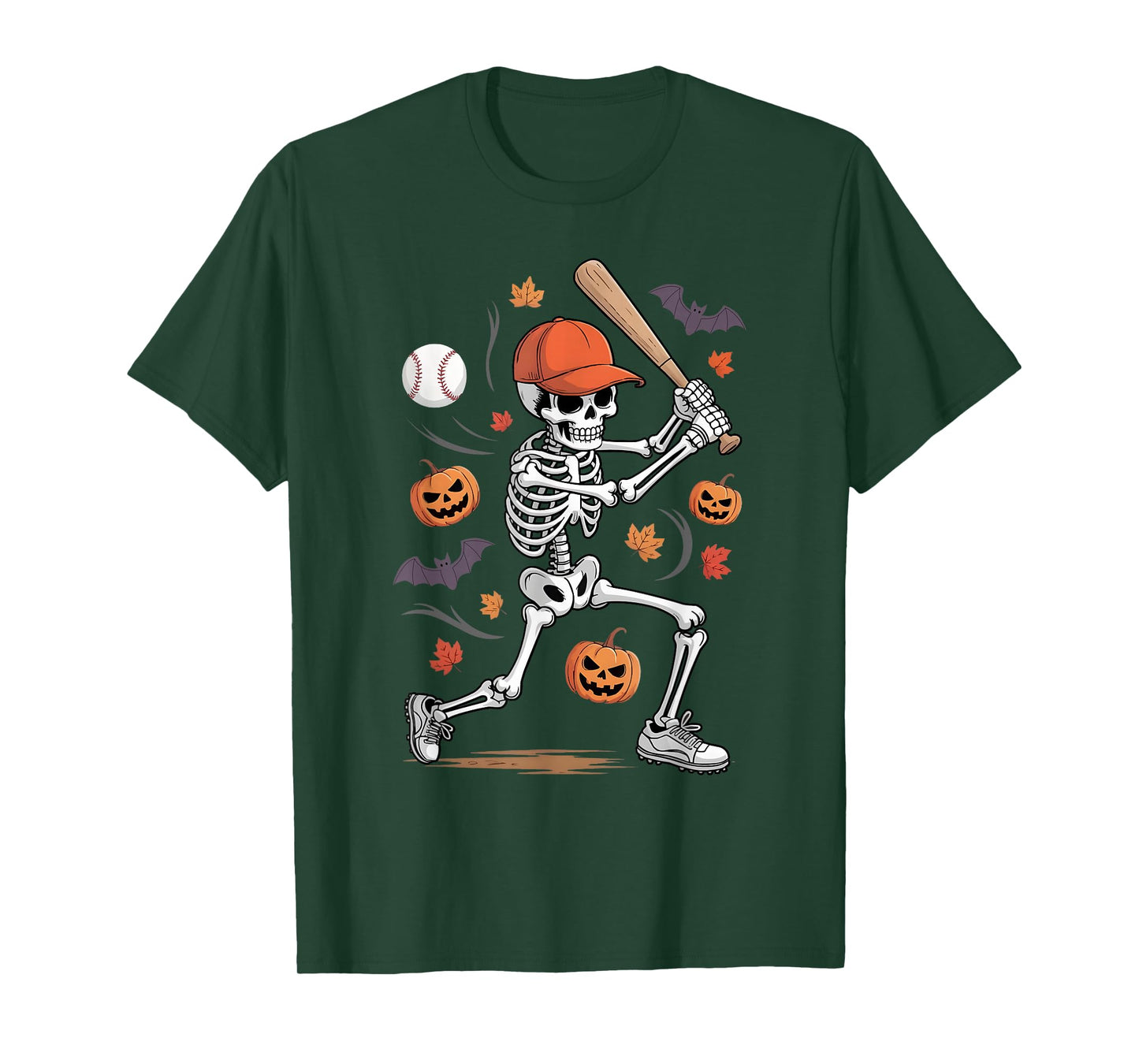 Skeleton Baseball Halloween Costume Funny Men Boys Kids Tee T-Shirt