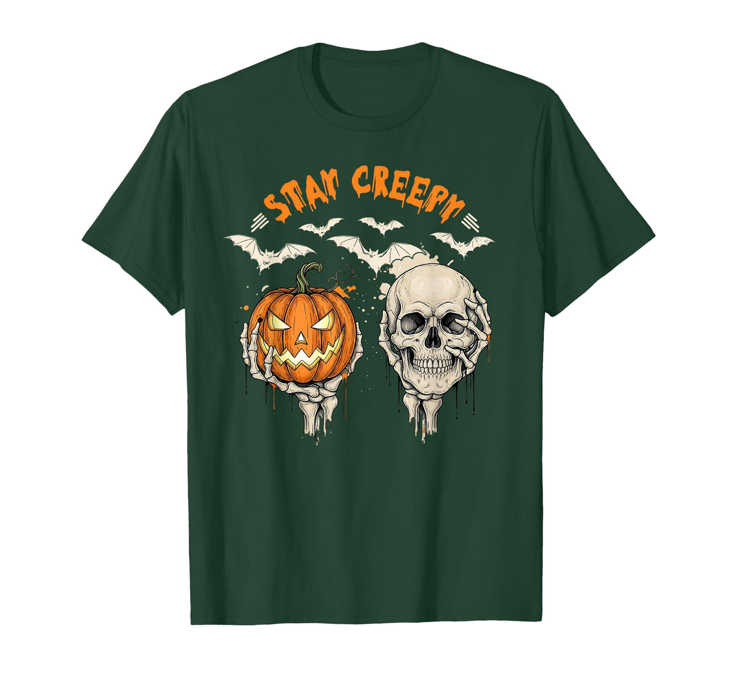 Stay Creepy Dripping Heart Halloween Skeleton Hand Spooky T-Shirt