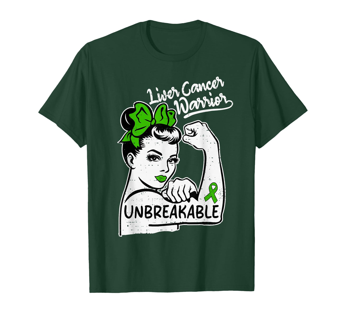 Womens Liver Cancer Warrior Awareness Ribbon Green Support T-Shirt