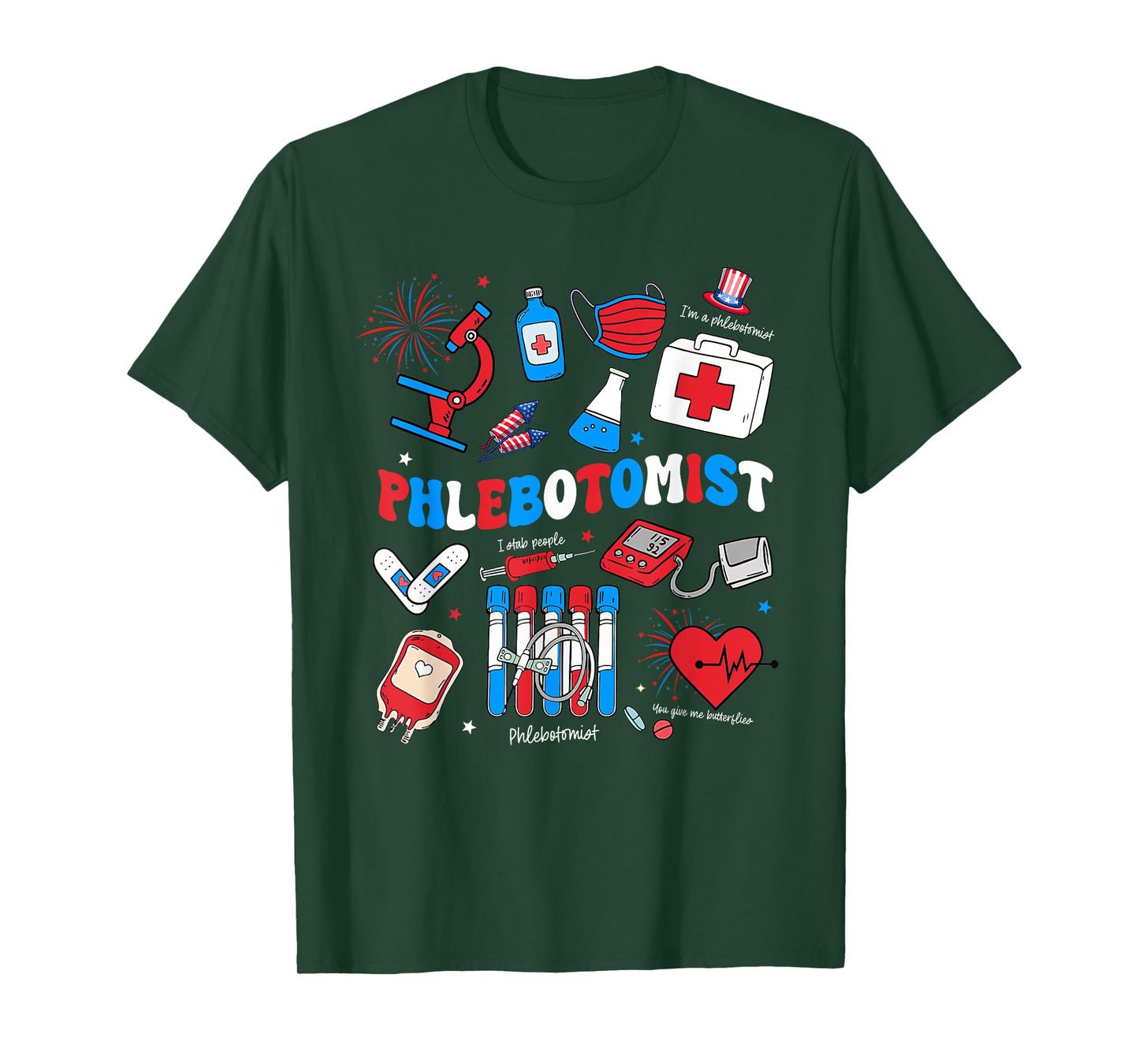 Phlebotomist Tech Phleb Tech Nurse Appreciation 4th of July T-Shirt