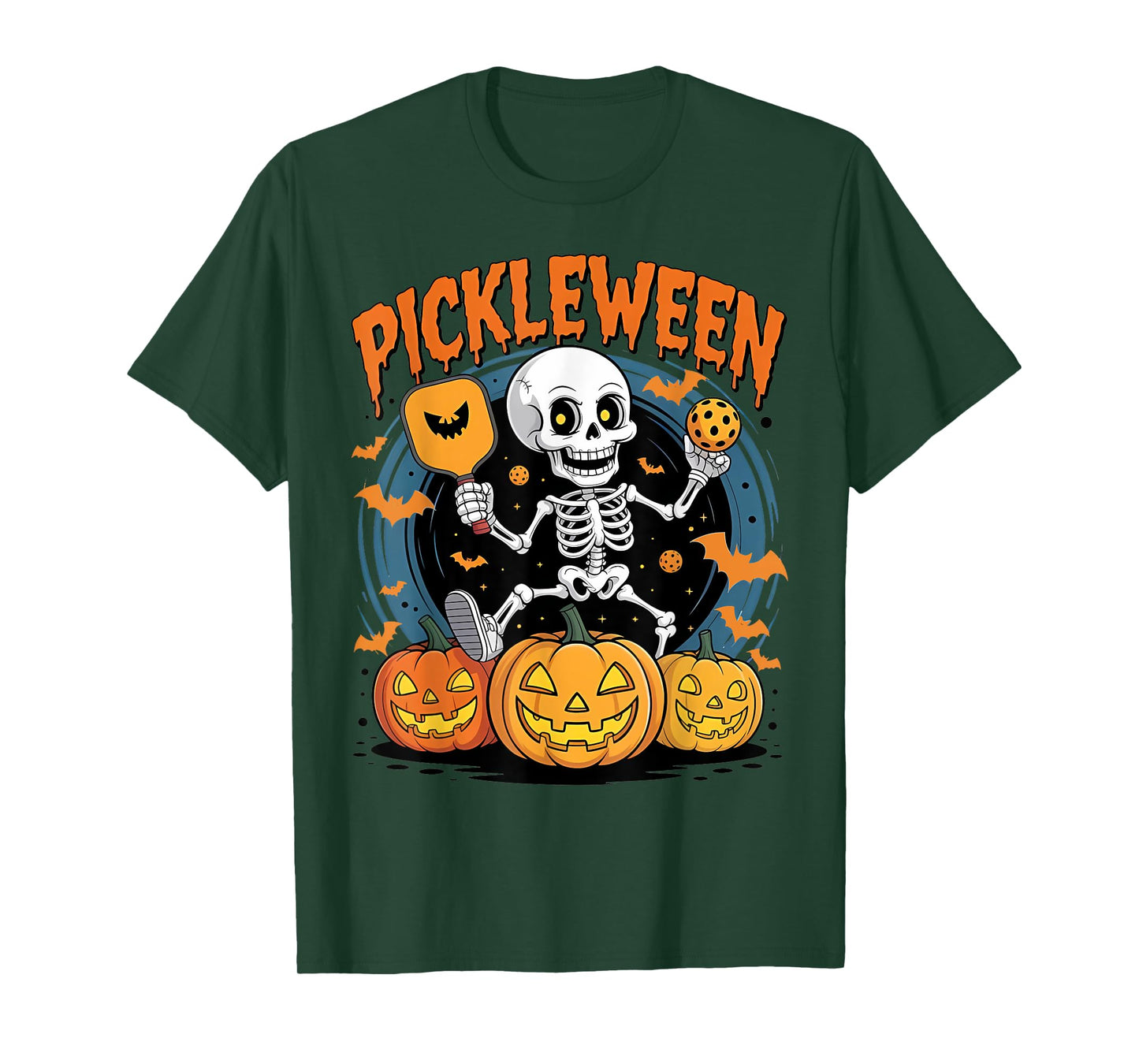 Pickleween Pickleball Halloween Costume Skeleton Men Women T-Shirt