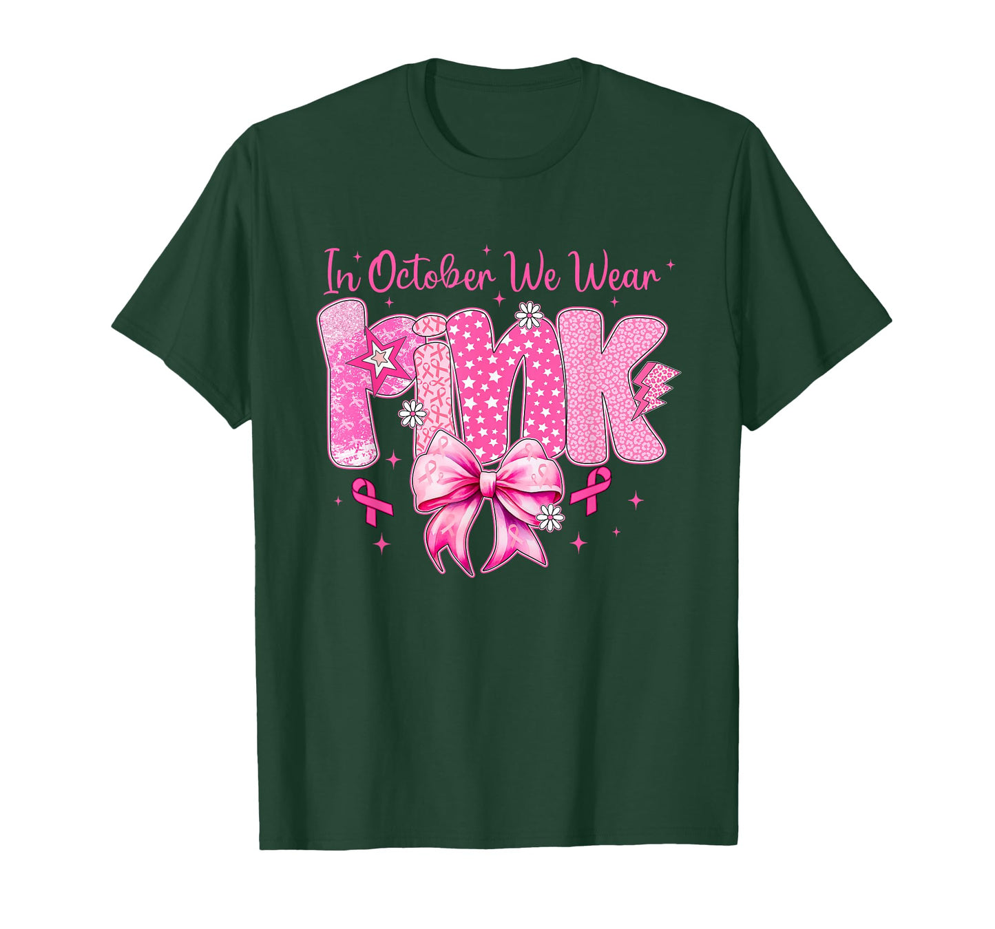 Breast Cancer Shirts Women Coquette Bow October Wear Pink T-Shirt