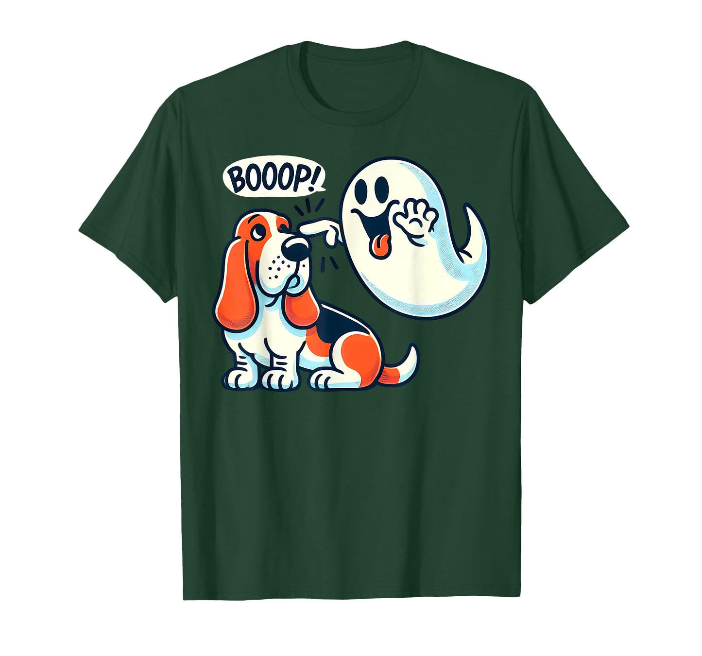 Funny Halloween Ghost Basset Hound Boop Easy Lazy Costume T-Shirt
