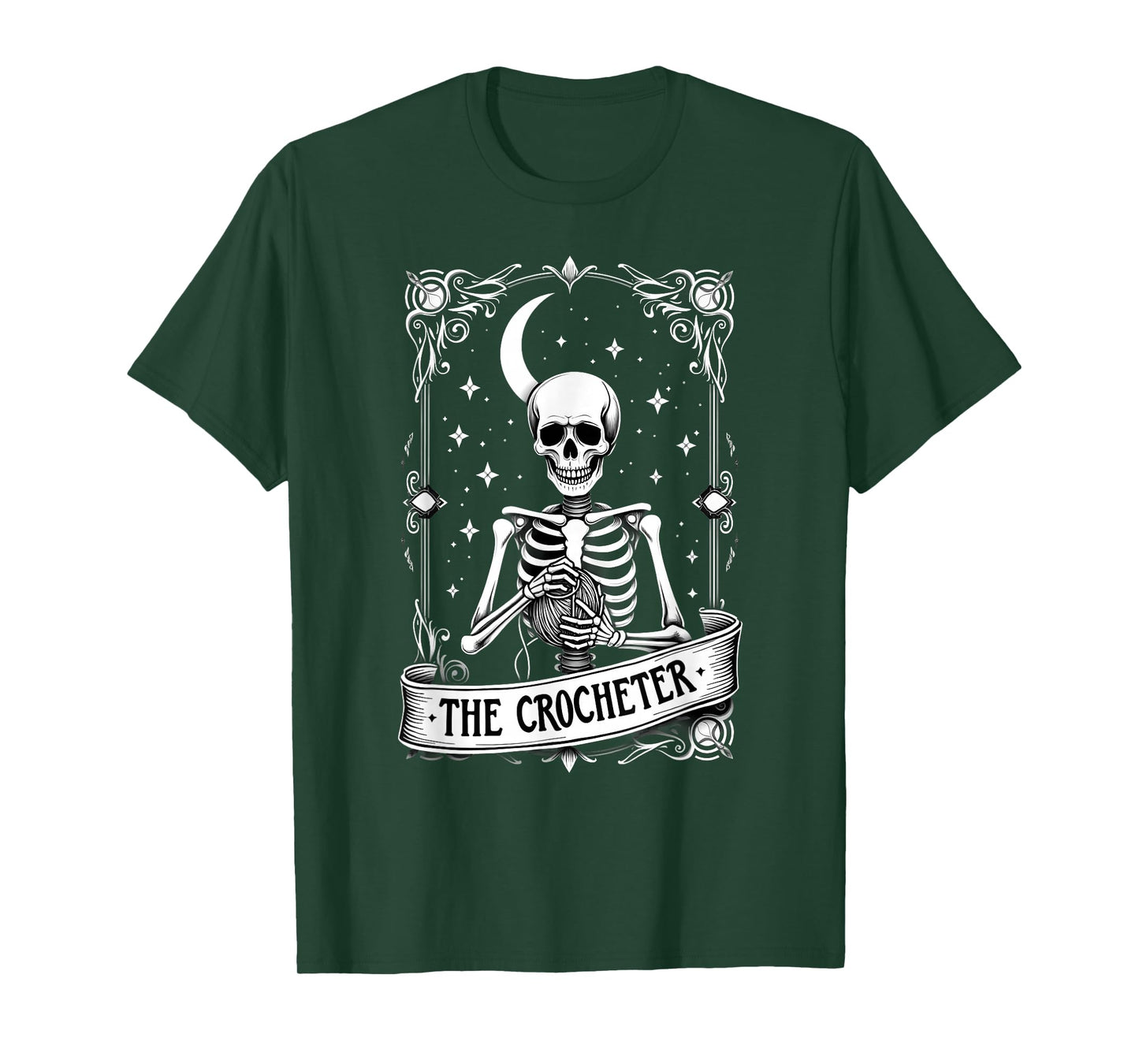 Gothic Tarot Card Crocheter Skeleton Halloween Quilter T-Shirt