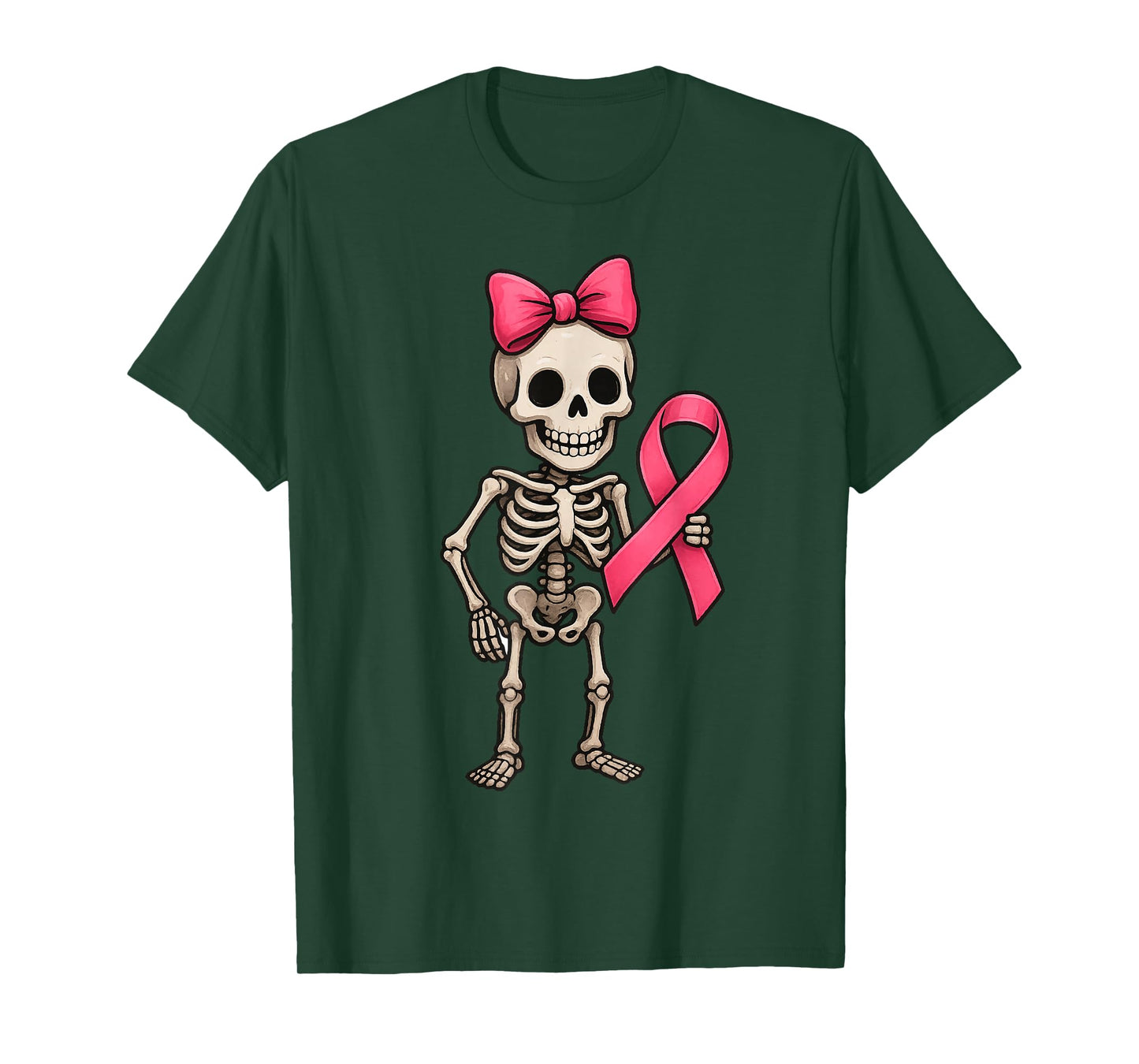 Breast Cancer Awareness Skeleton Bow Cute Coquette T-Shirt