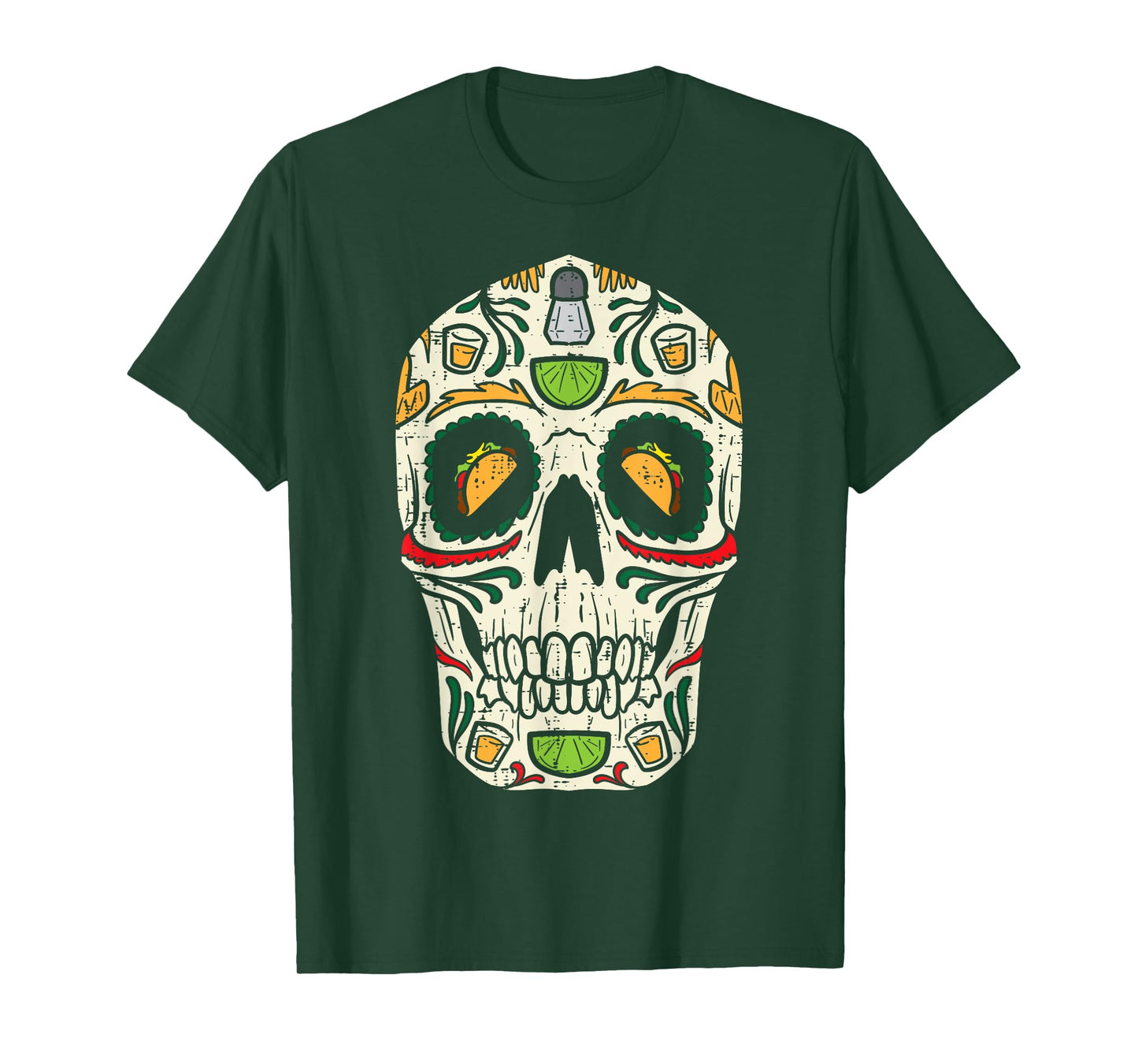 Sugar Skull Taco Tequila Pub Cinco De Mayo Calavera Mexican T-Shirt